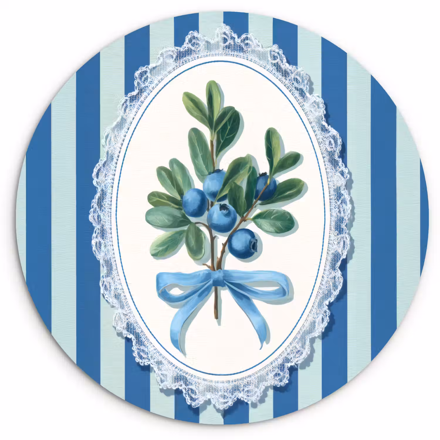 Illustratie - Bessen - Blauw - Strepen Wandcirkel plexiglas klein -3d