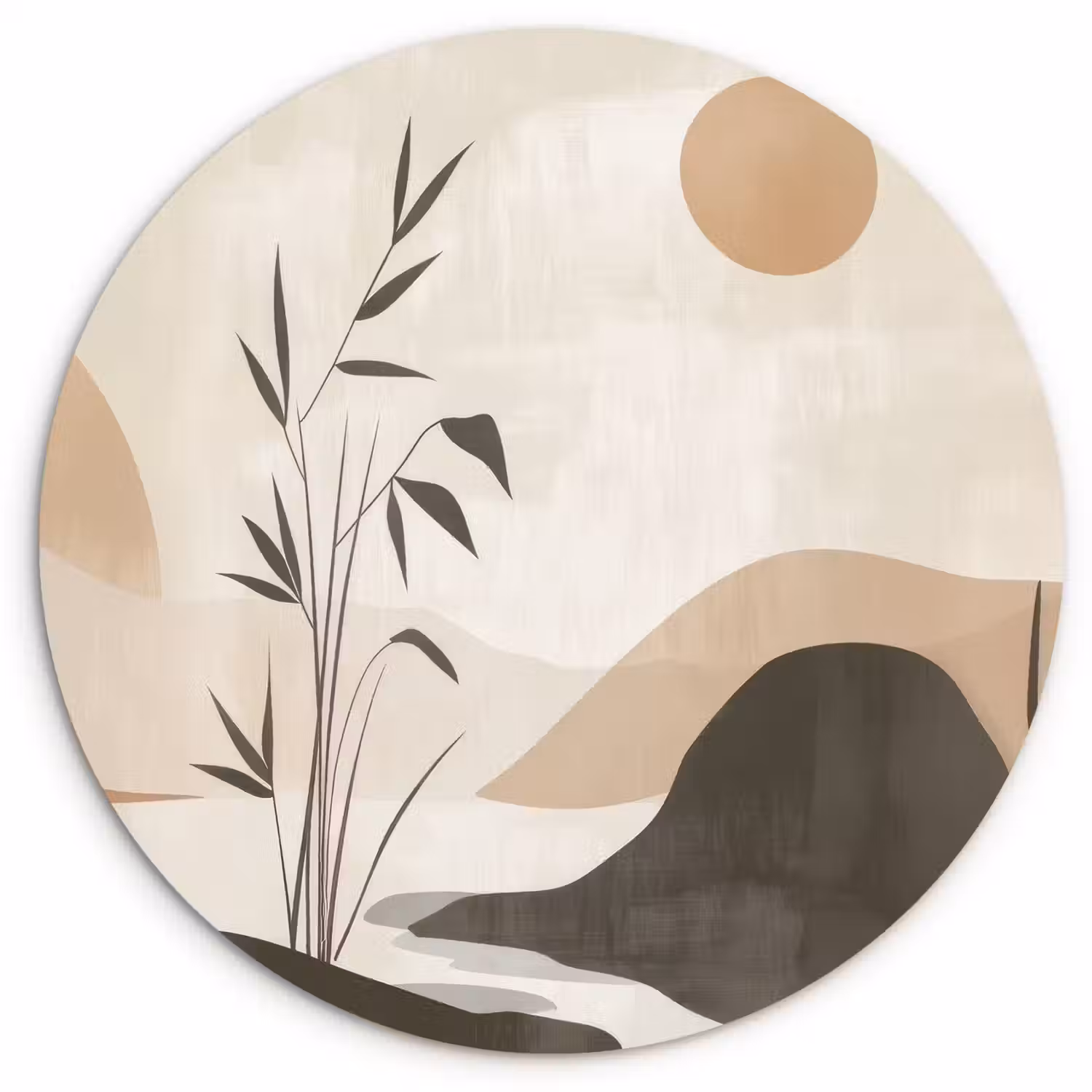 Japandi - Landschap - Beige Wandcirkel plexiglas klein -3d