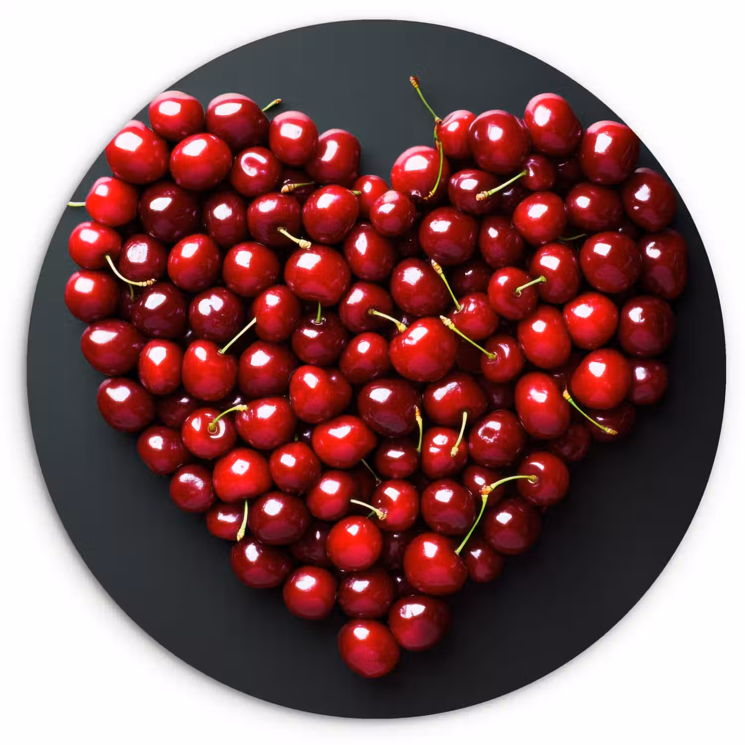 Kersen - Hart - Rood - Zwart Wandcirkel plexiglas klein -3d