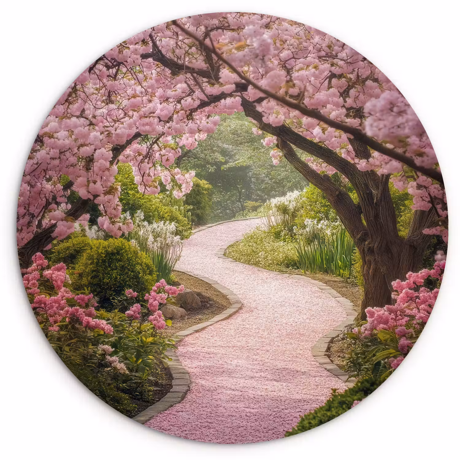 Kersenbloesem - Natuur - Sakura - Pad - Japanse tuin Wandcirkel plexiglas klein -3d