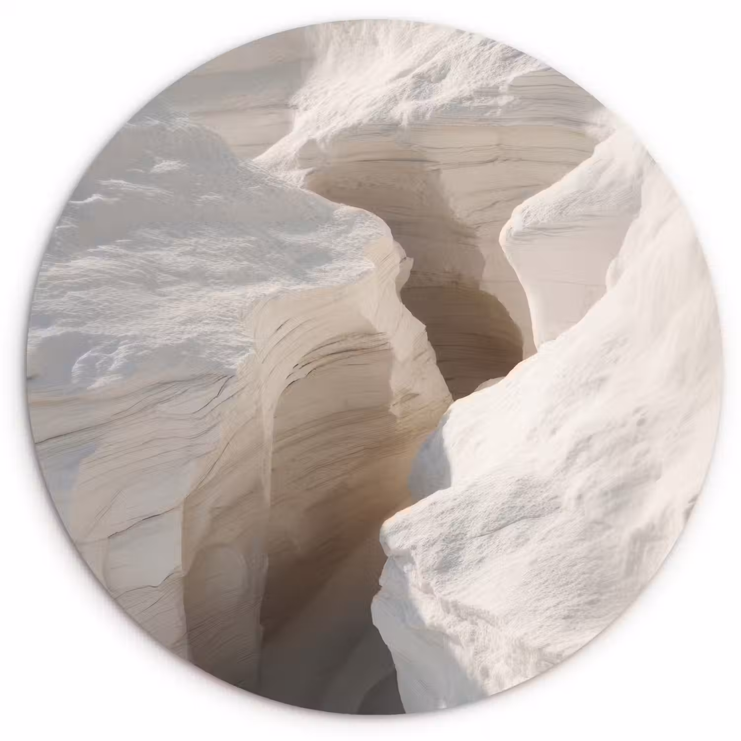 Kloof - Wit - Sneeuw Wandcirkel plexiglas klein -3d