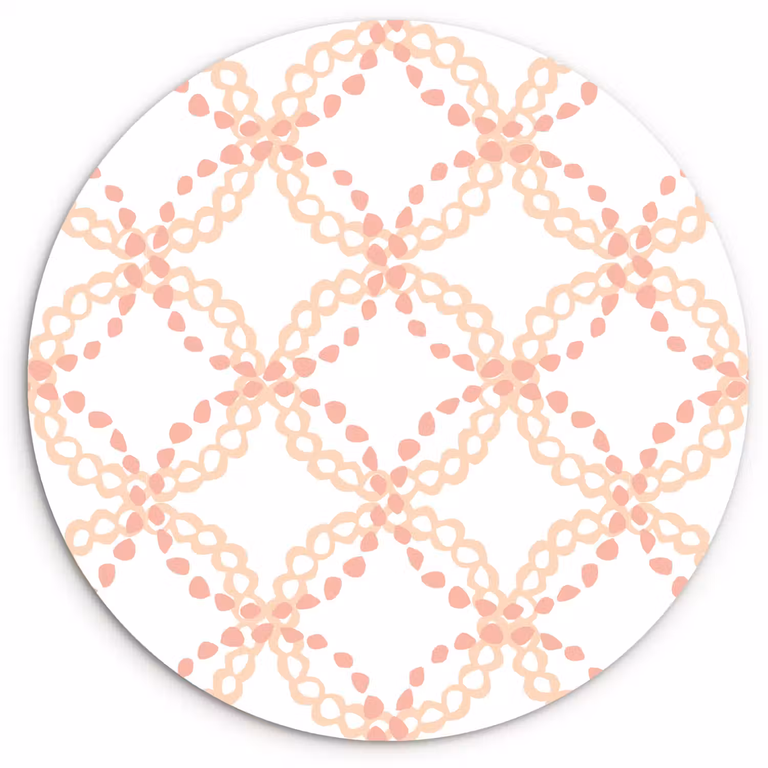 Koraalkleur - Vlechtmotief - Wit Wandcirkel plexiglas klein 852 -3d