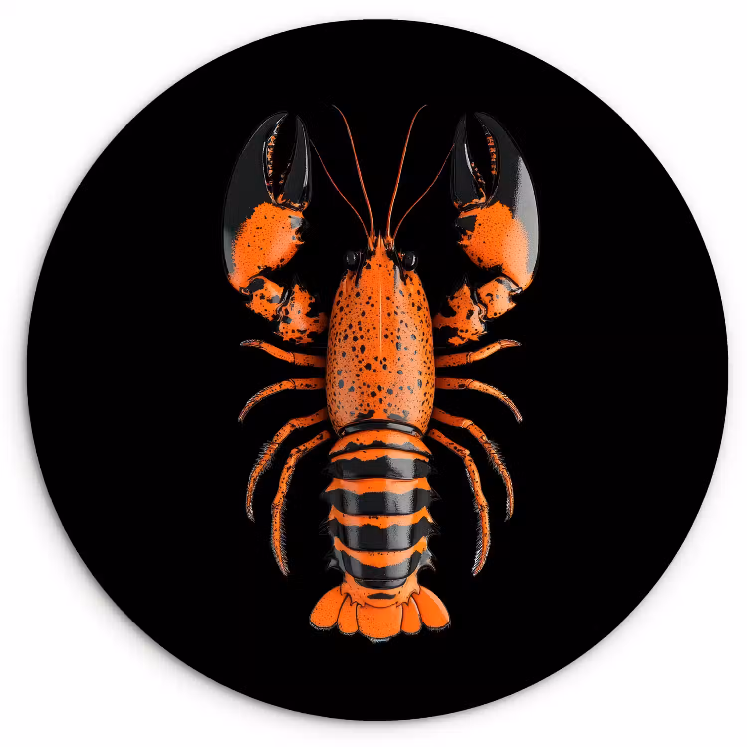 Kreeft - Oranje - Zwart - Modern Wandcirkel plexiglas klein -3d
