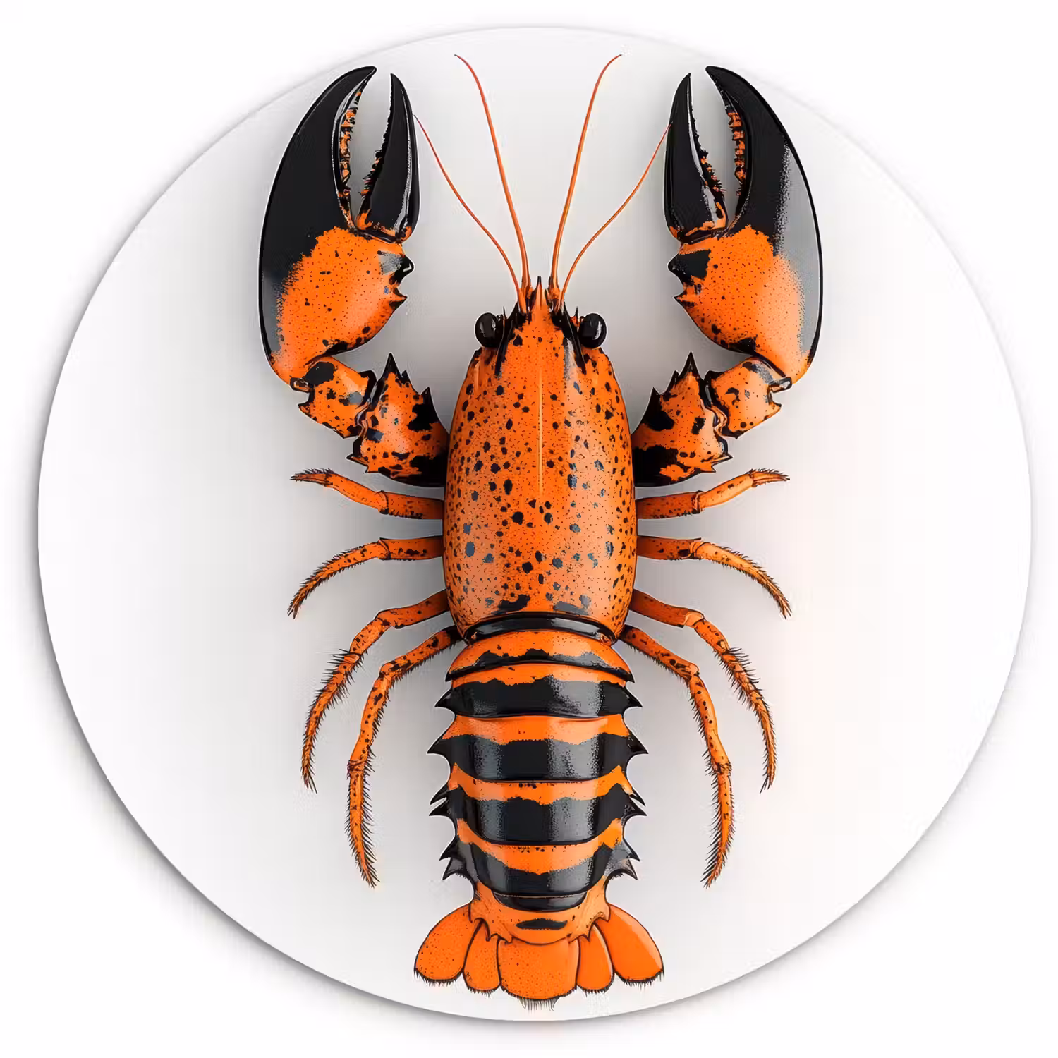 Kreeft - Zwart - Oranje - Wit - Uniek Wandcirkel plexiglas klein -3d