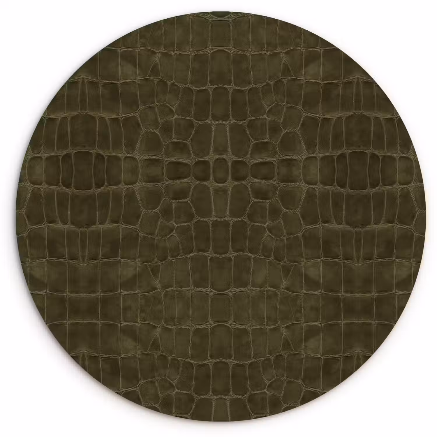 Krokodil - Leer - Groen - Bruin Wandcirkel plexiglas klein 852 -3d