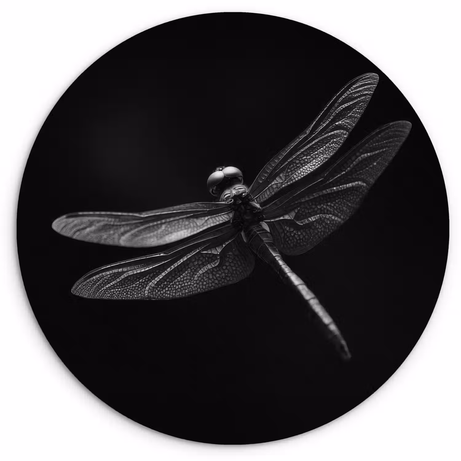 Libelle - Dieren - Zwart - Insect Wandcirkel plexiglas klein -3d