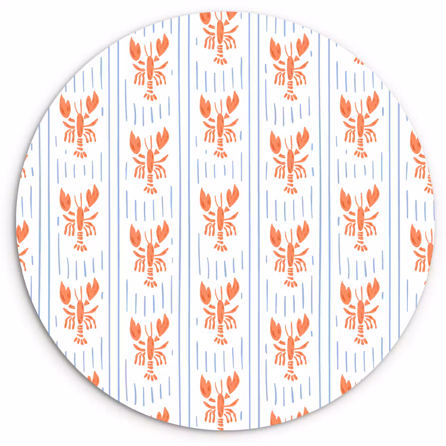 Zee - Kreeft - Oranje - Blauw Wandcirkel plexiglas klein 852 -3d