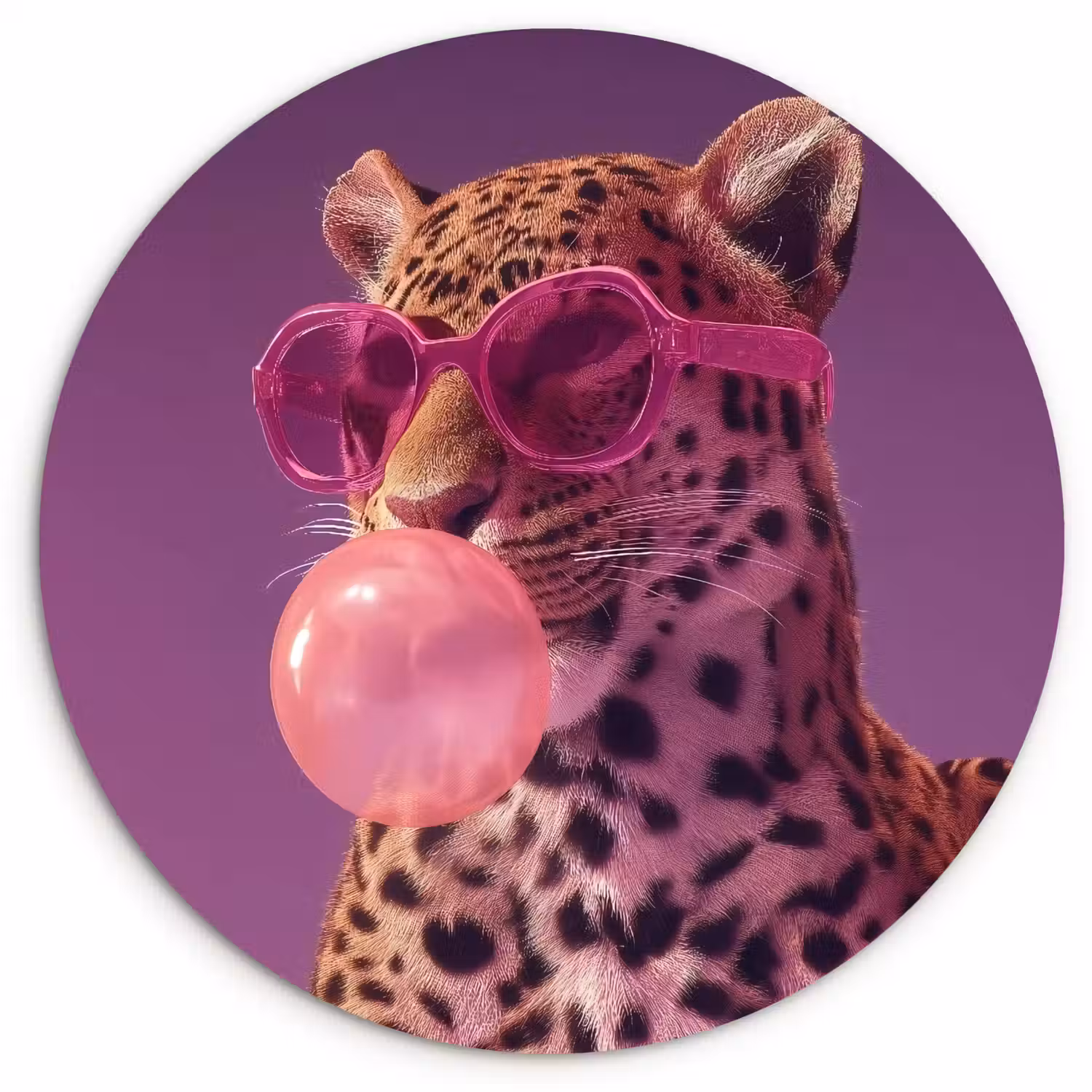 Panter - Zonnebril - Kauwgombel - Roze Wandcirkel plexiglas klein -3d