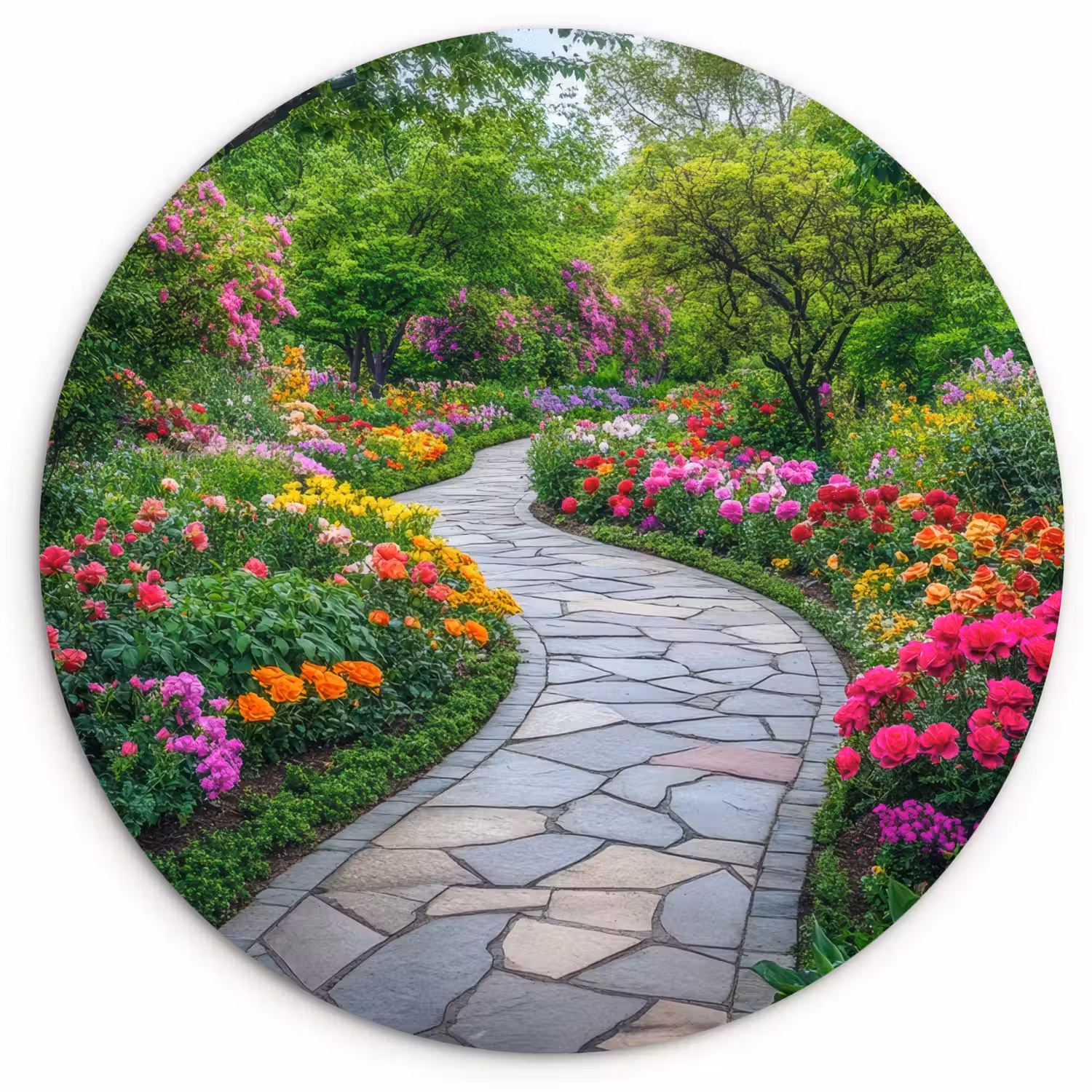 Park - Bloemen - Tuin Wandcirkel plexiglas klein -3d