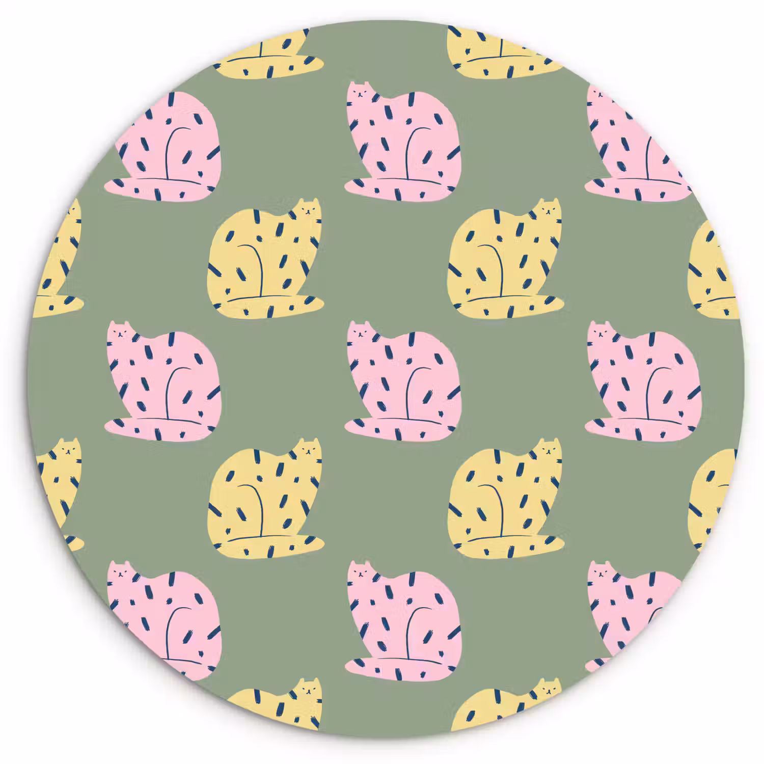 Pastel - Katten - Vlekjes - Groen Wandcirkel plexiglas klein 852 -3d