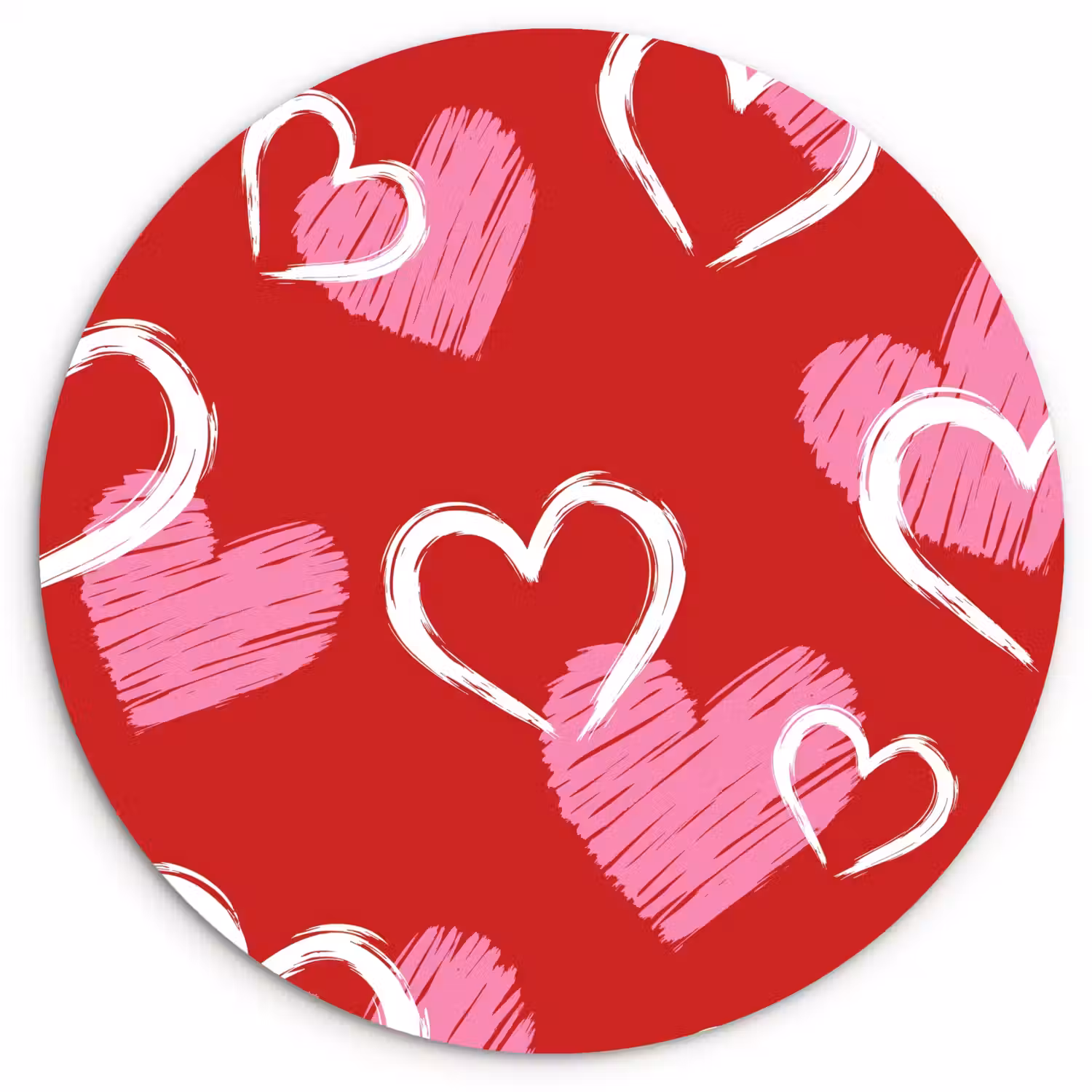 Patroon - Hartjes - Roze - Valentijn Wandcirkel plexiglas klein -3d