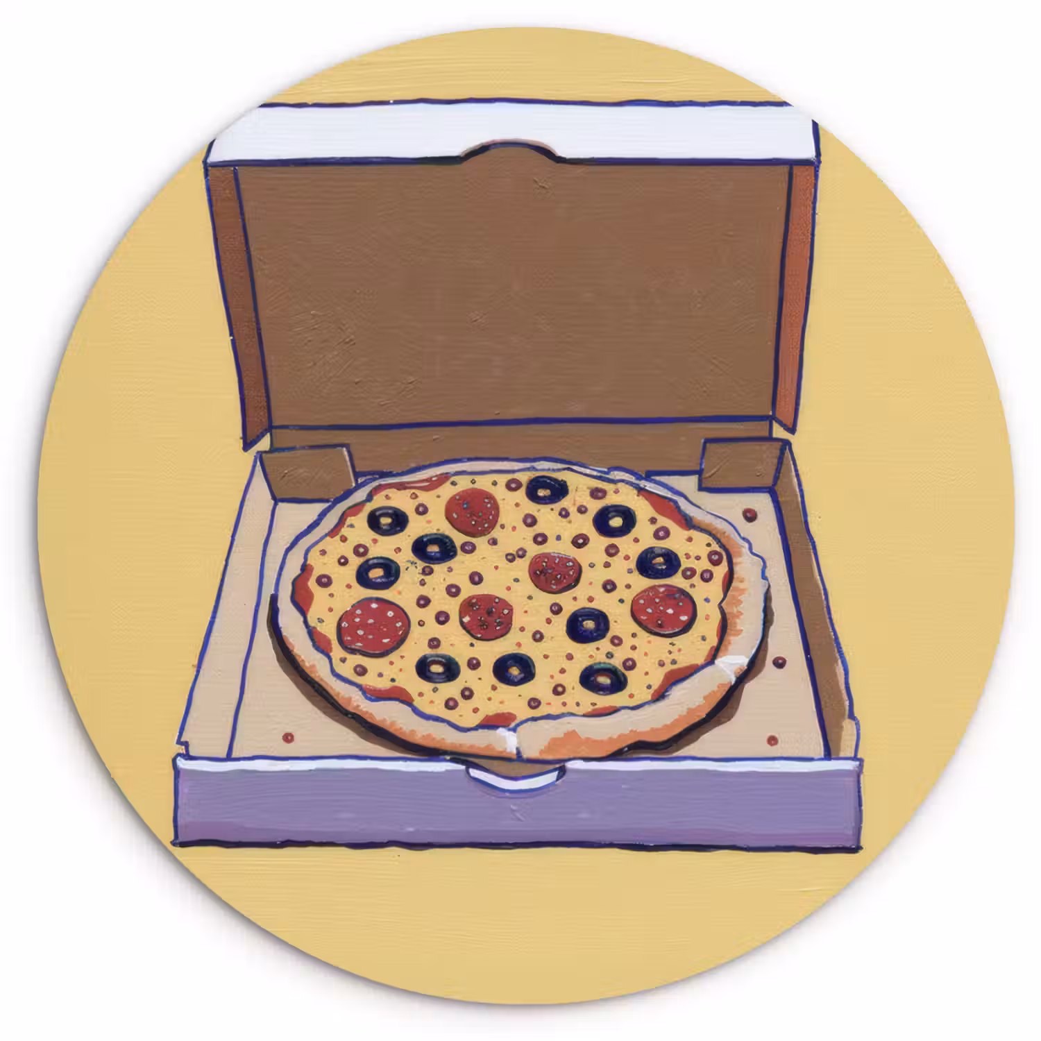 Pizza - Doos - Salami - Illustratie Wandcirkel plexiglas klein -3d