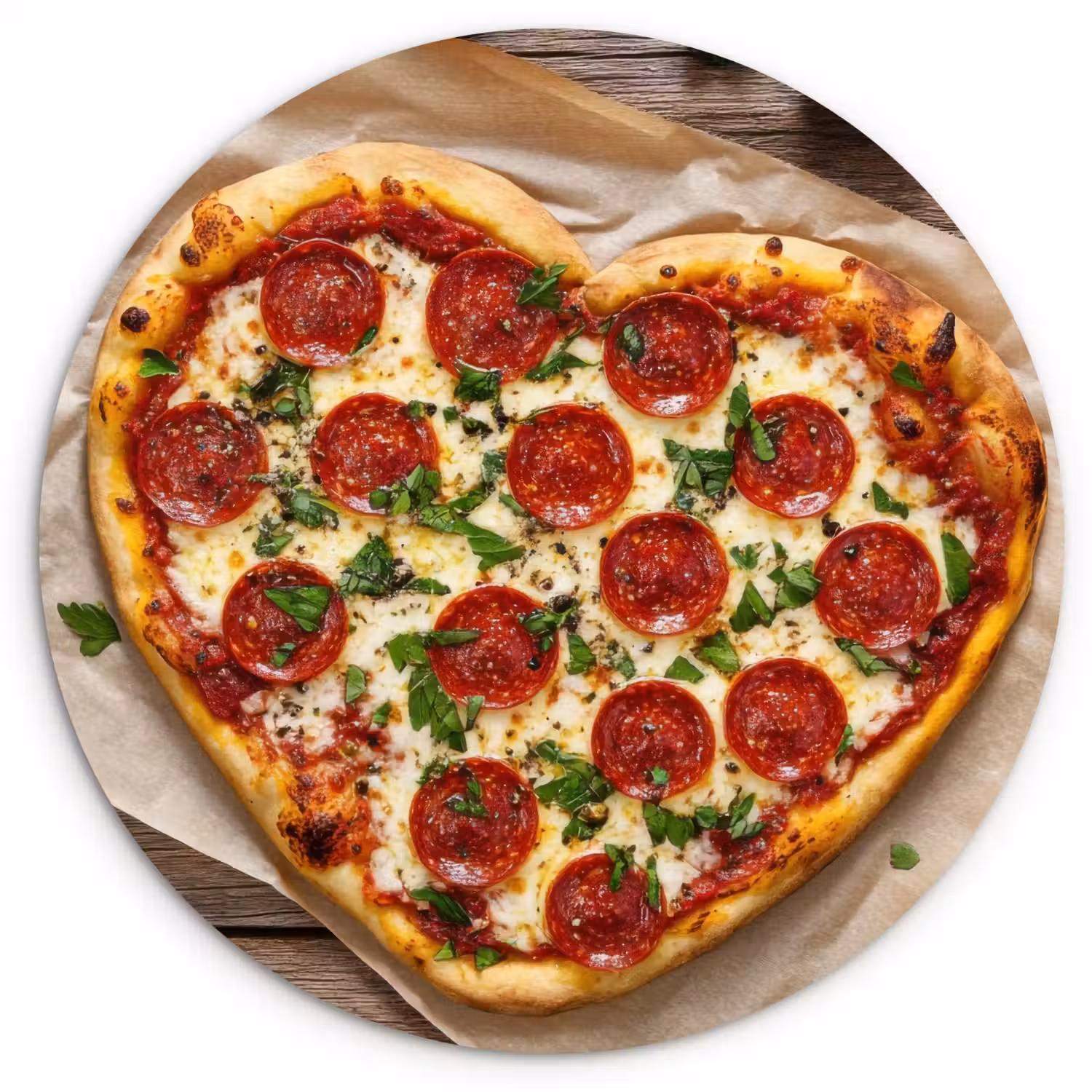 Pizza - Hart - Pepperoni - Tomaat Wandcirkel plexiglas klein -3d