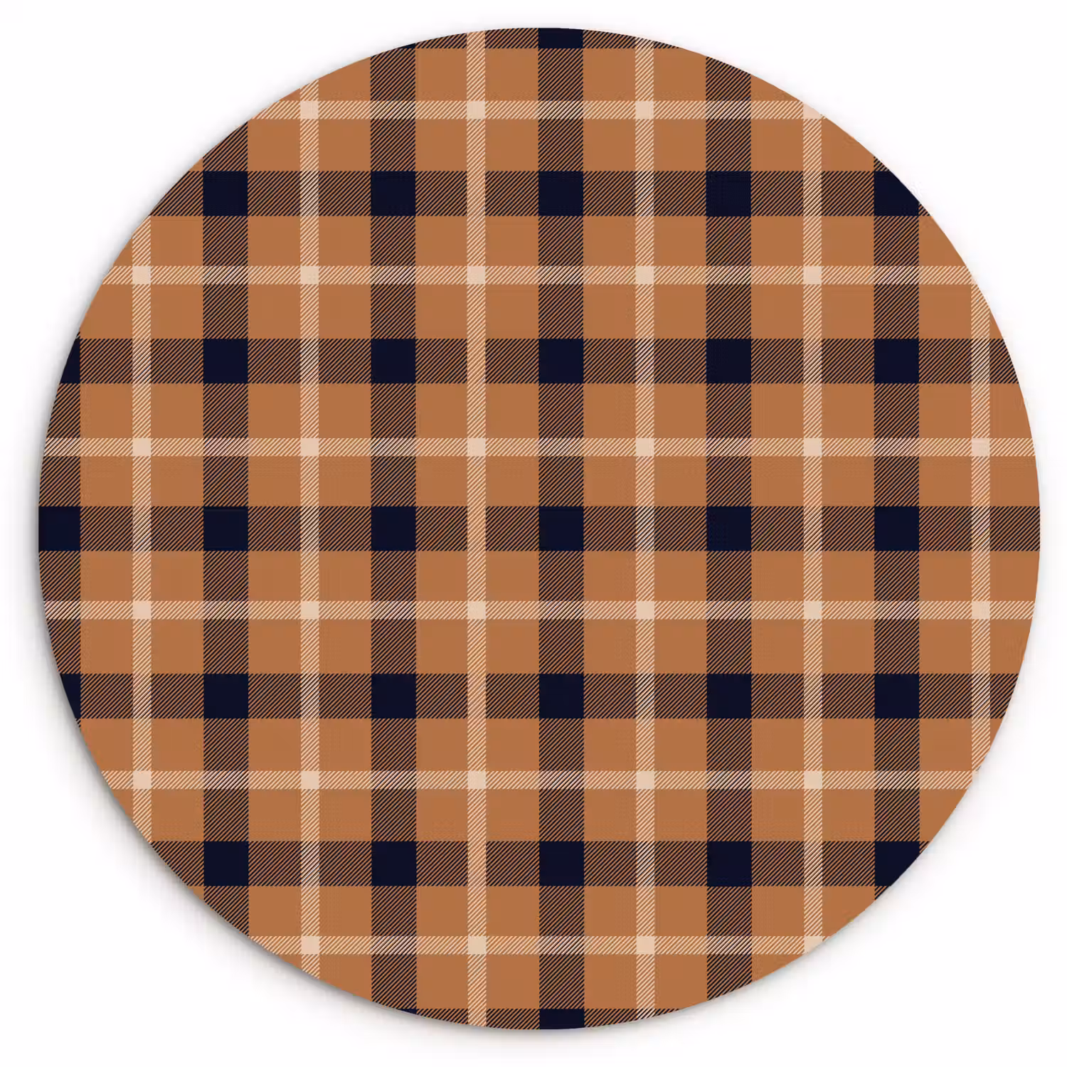 Plaid - Patroon - Vierkant - Bruin Wandcirkel plexiglas klein 852 -3d