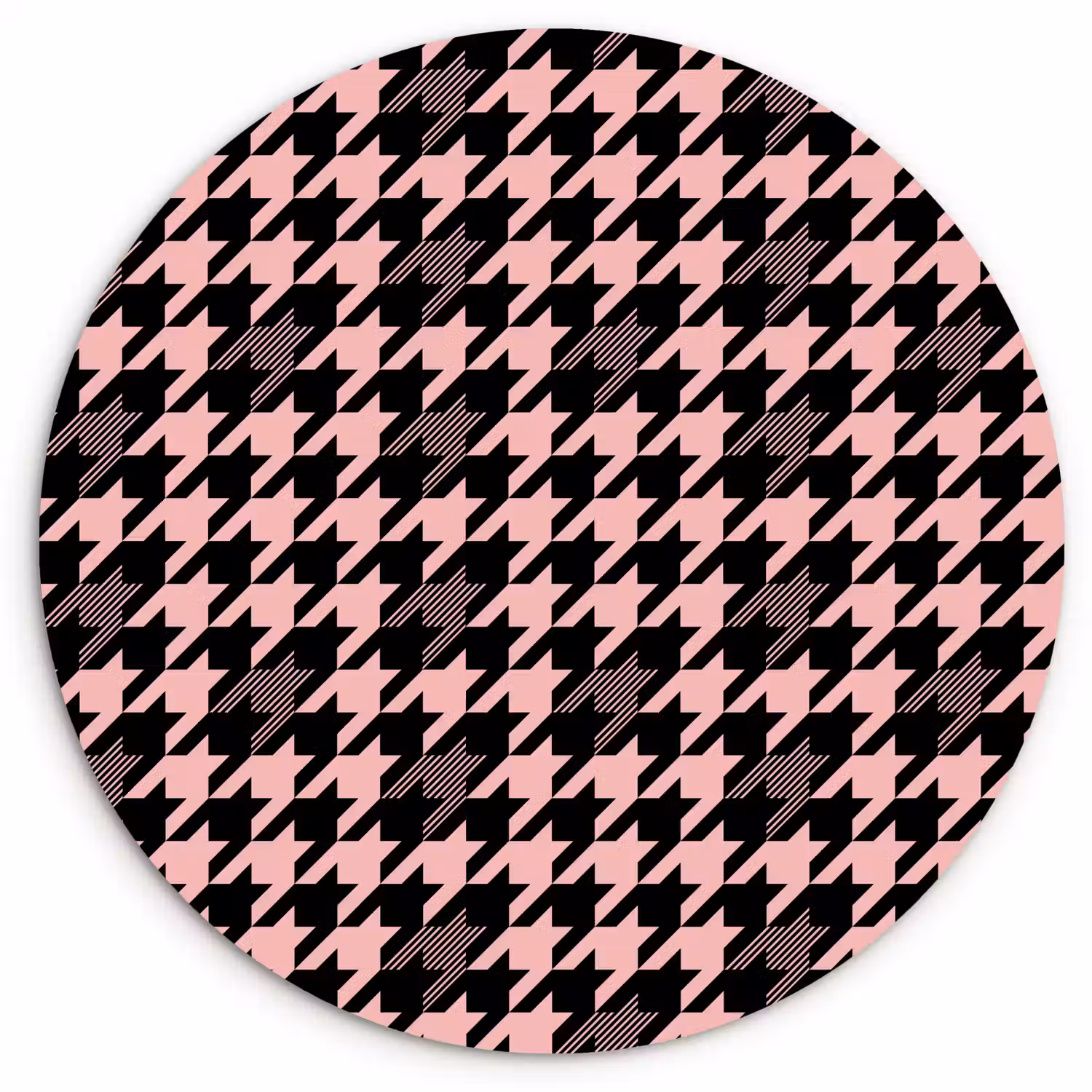 Plaid - Patroon - Zwart - Roze Wandcirkel plexiglas klein 852 -3d