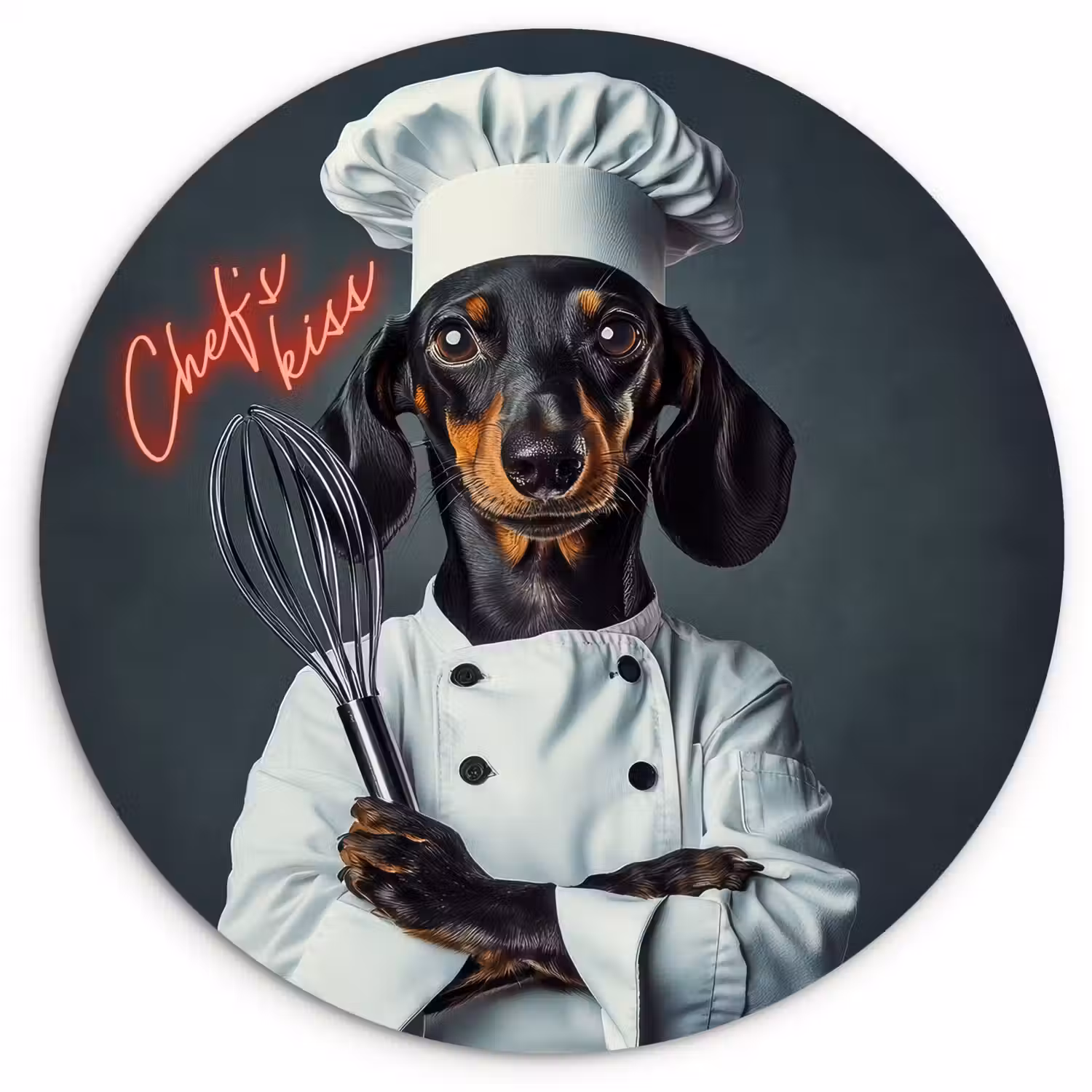Quote - Neon - Hond - Kokskleding Wandcirkel plexiglas klein -3d