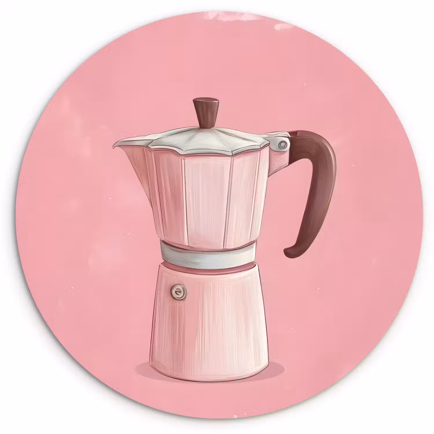 Roze - Mokkapot - Illustratie - Koffie Wandcirkel plexiglas klein -3d
