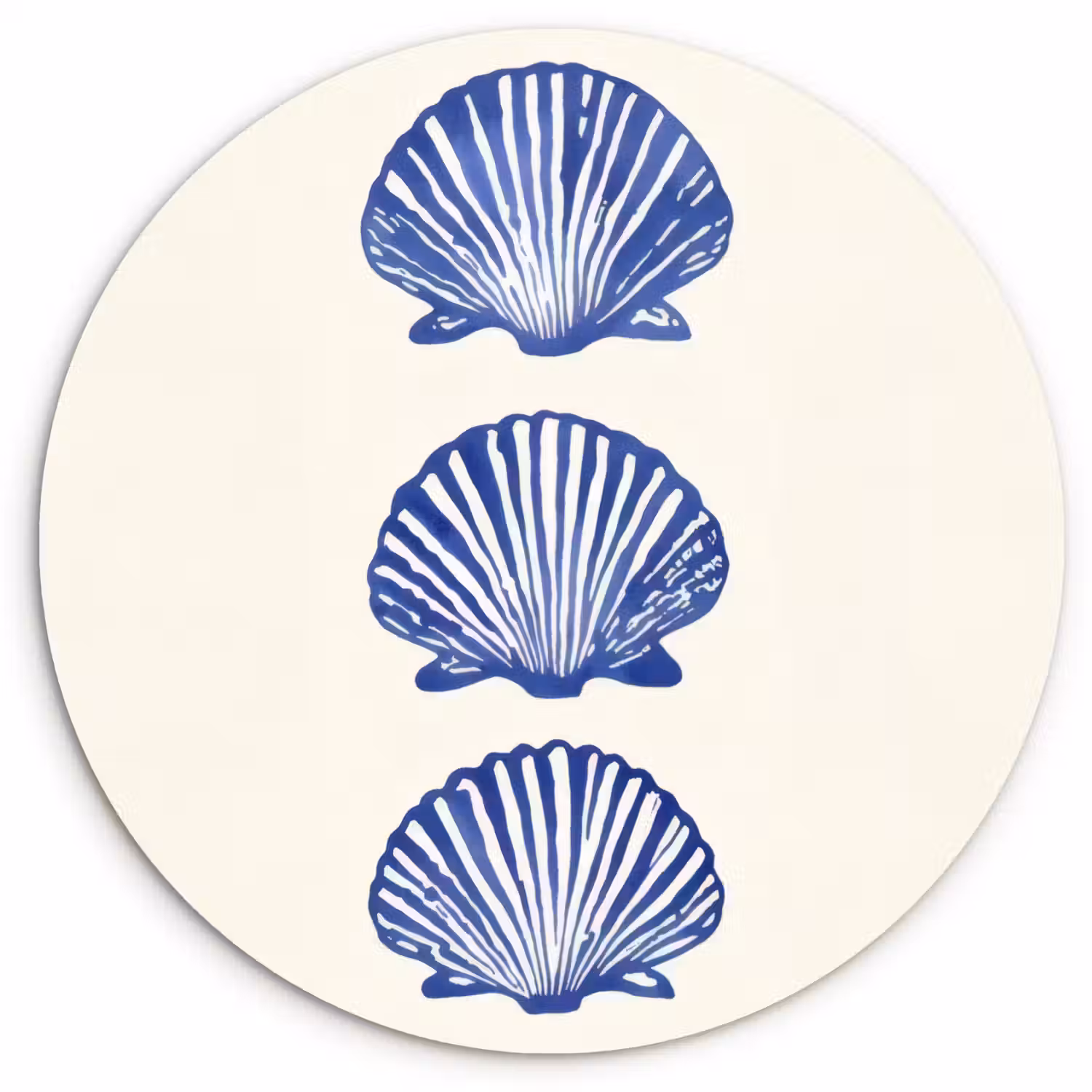 Schelpen - Blauw - Patroon Wandcirkel plexiglas klein -3d