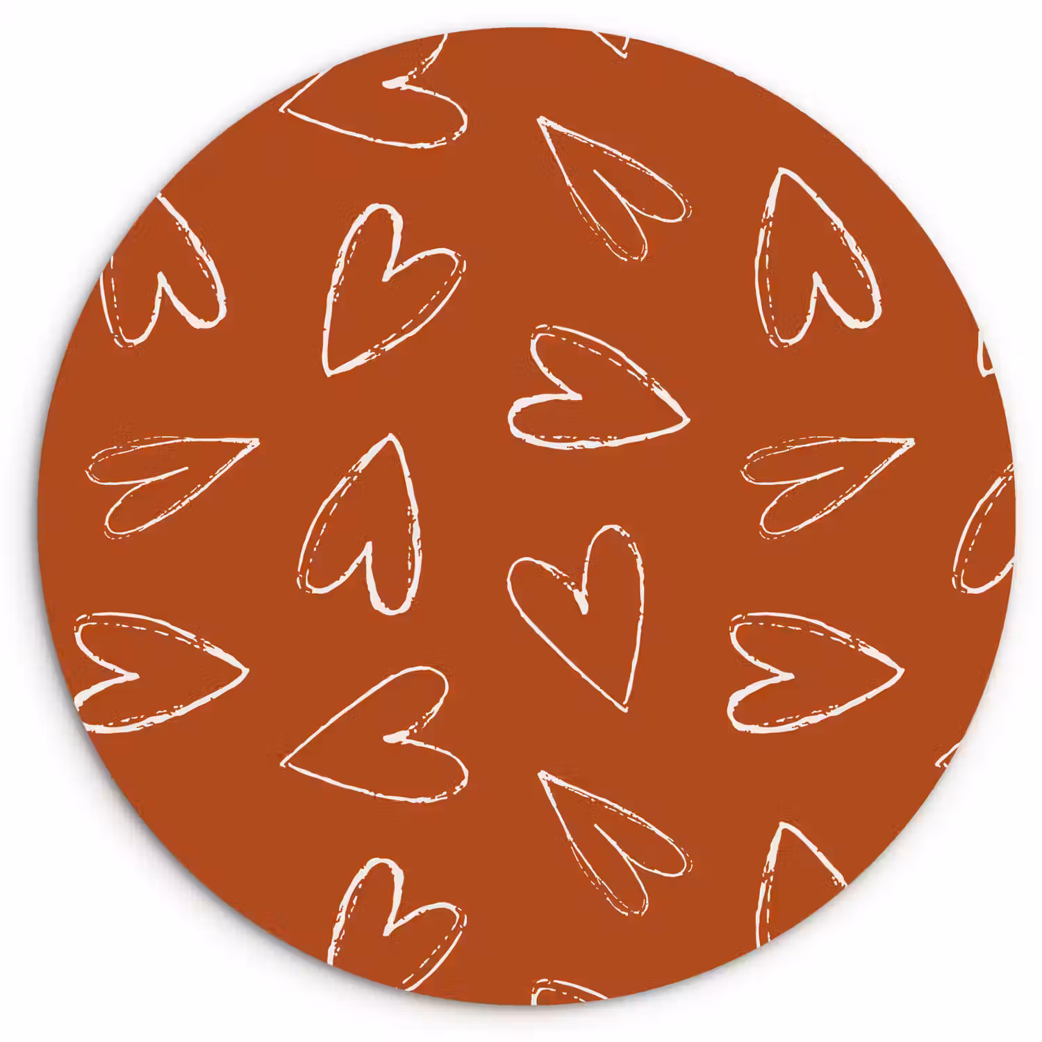 Terracotta - Wit - Hartjes Wandcirkel plexiglas klein 852 -3d