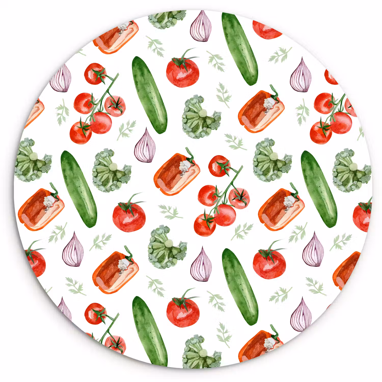 Tomaat - Paprika - Komkommer - Kruidentakjes Wandcirkel plexiglas klein 852 -3d
