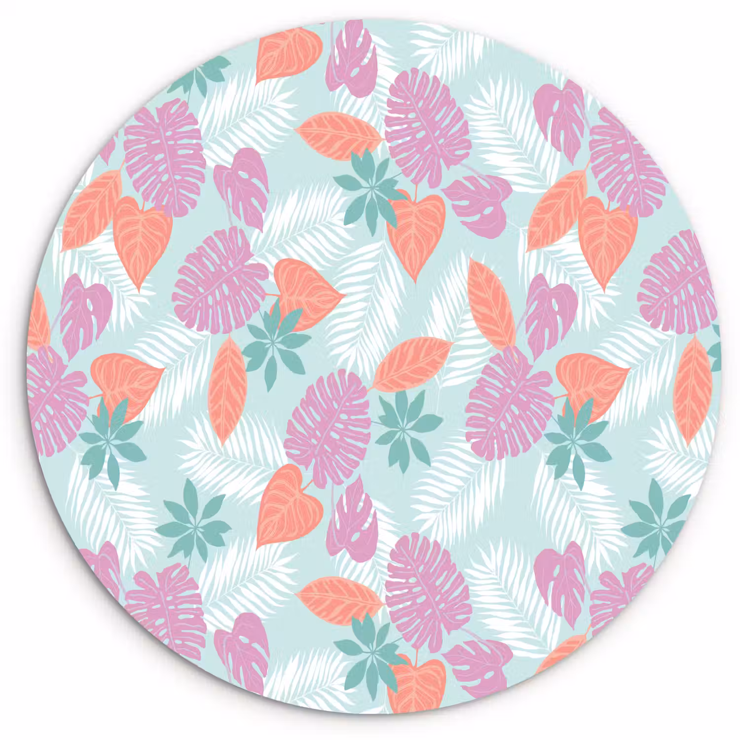 Tropisch - Bladeren - Pastel Wandcirkel plexiglas klein 852 -3d