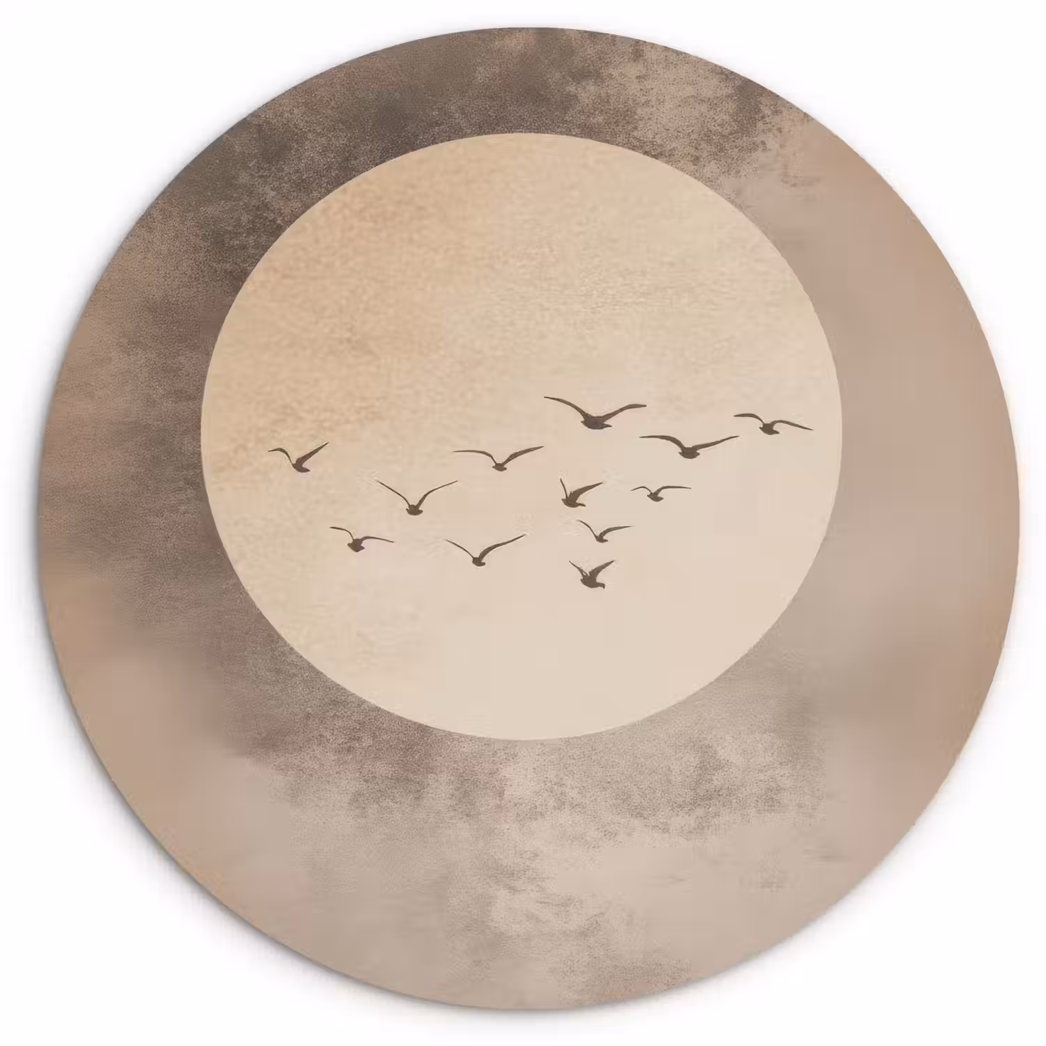 Vogel - Beige - Japandi Wandcirkel plexiglas klein -3d