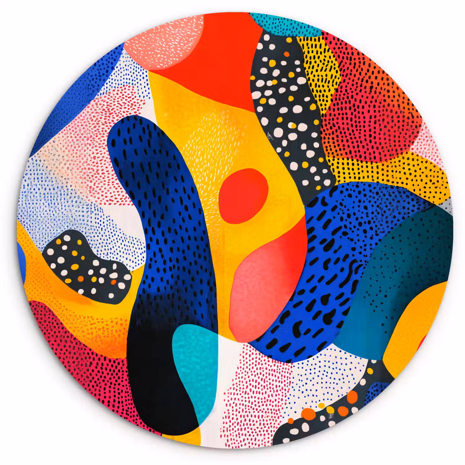 Vormen - Abstract - Stippels - Blauw Wandcirkel plexiglas klein -3d