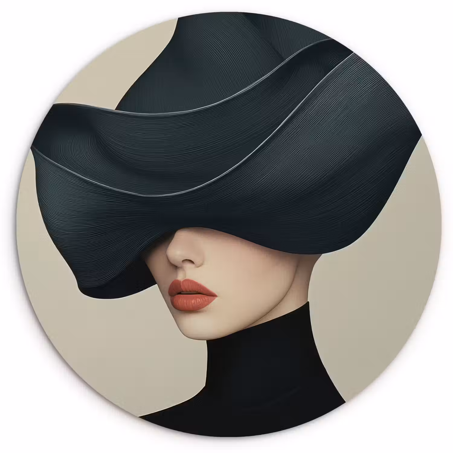 Vrouw - Groen - Hoed Wandcirkel plexiglas klein -3d