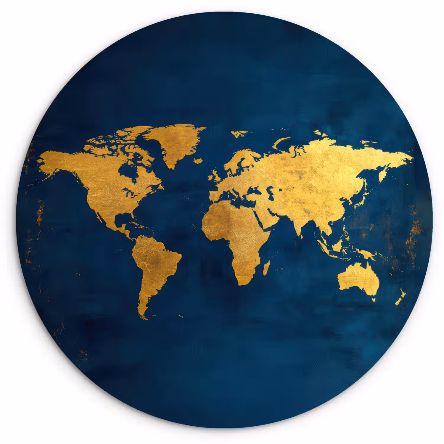 Wereldkaart - Goud - Donkerblauw Wandcirkel plexiglas klein -3d