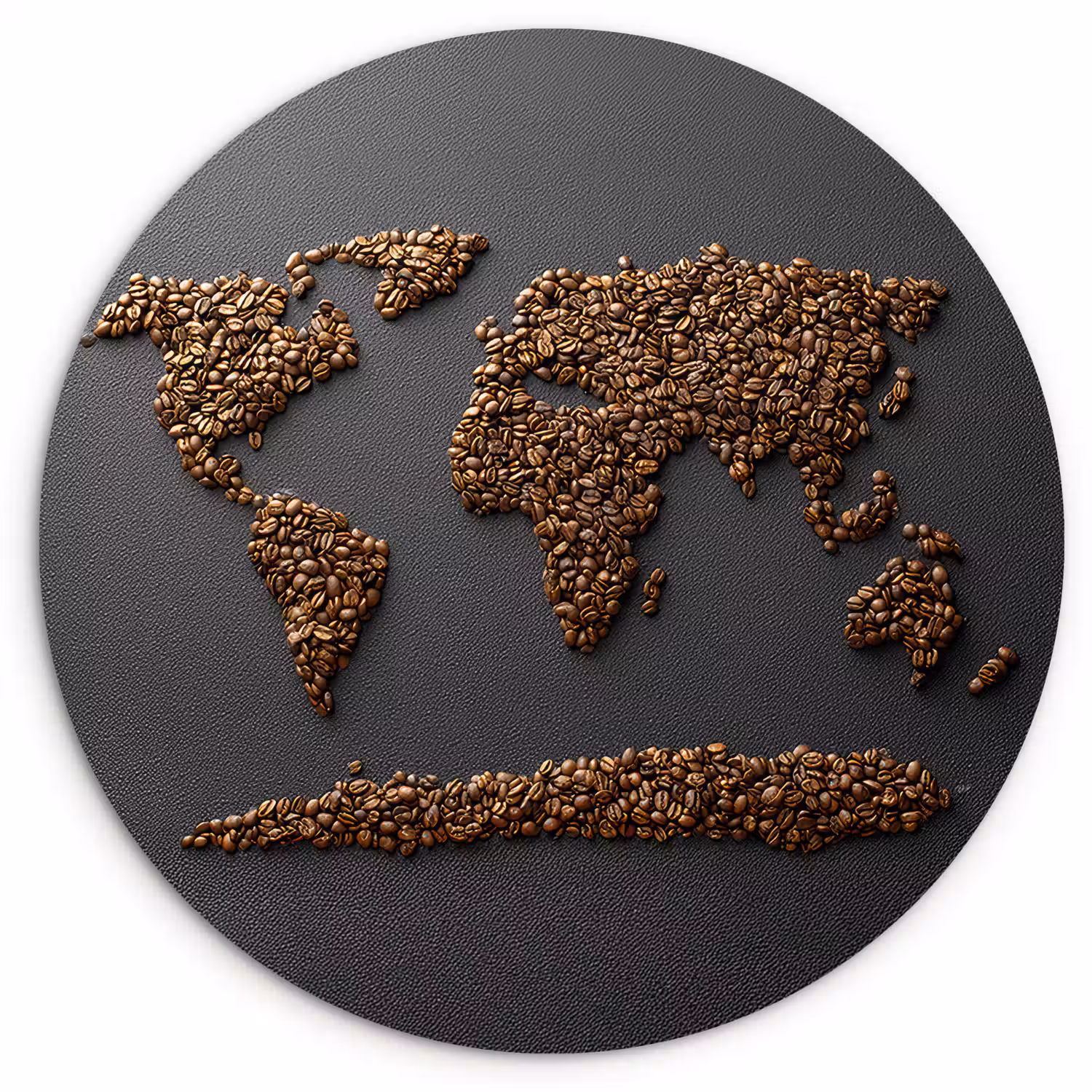 Wereldkaart - Koffie - Grijs Wandcirkel plexiglas klein -3d
