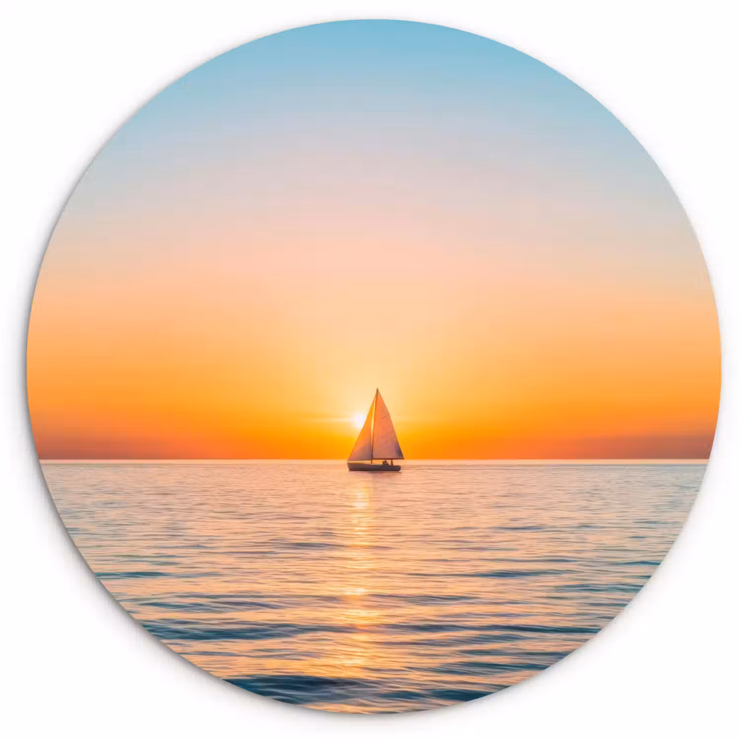 Zee - Zeilboot - Zonsondergang Wandcirkel plexiglas klein -3d