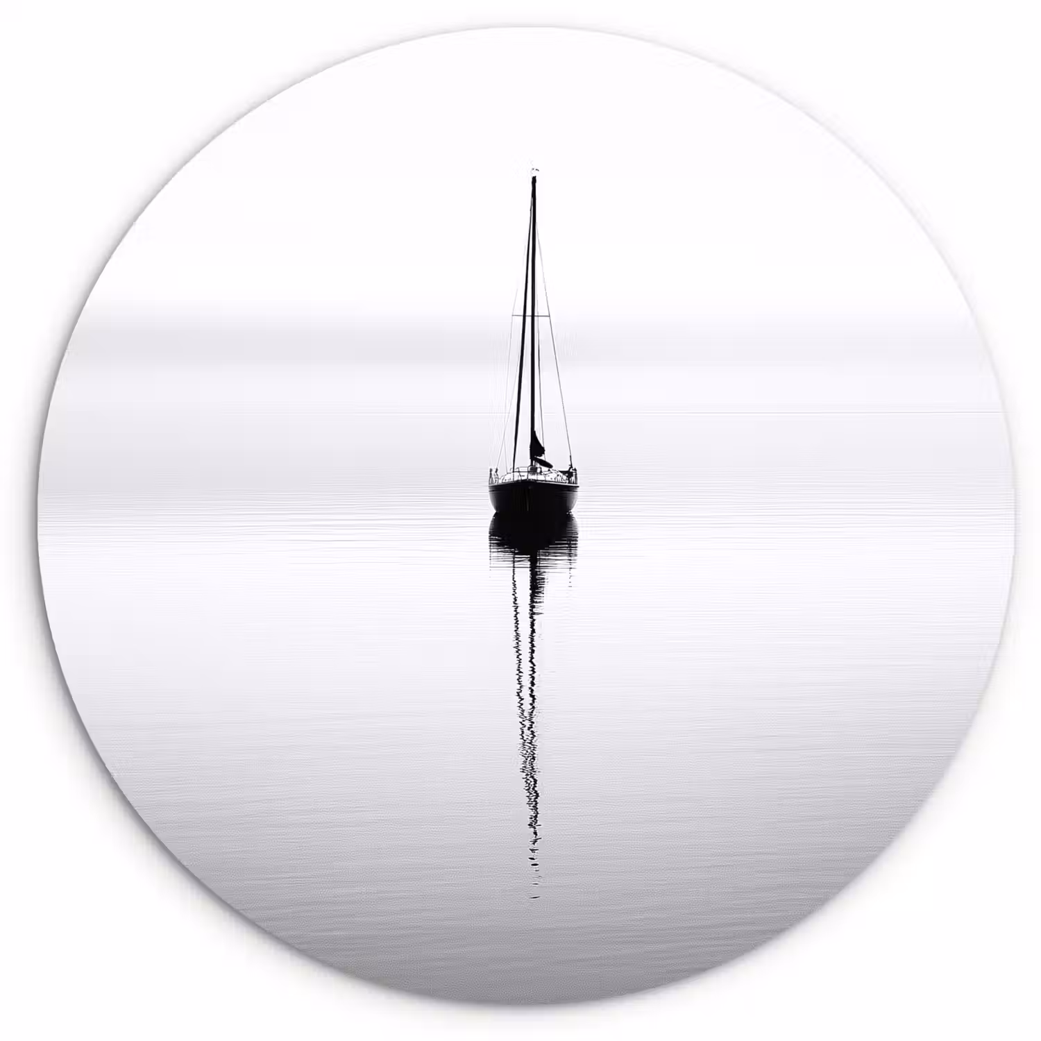 Zeilboot - Zwart - Water - Silhouet Wandcirkel plexiglas klein -3d