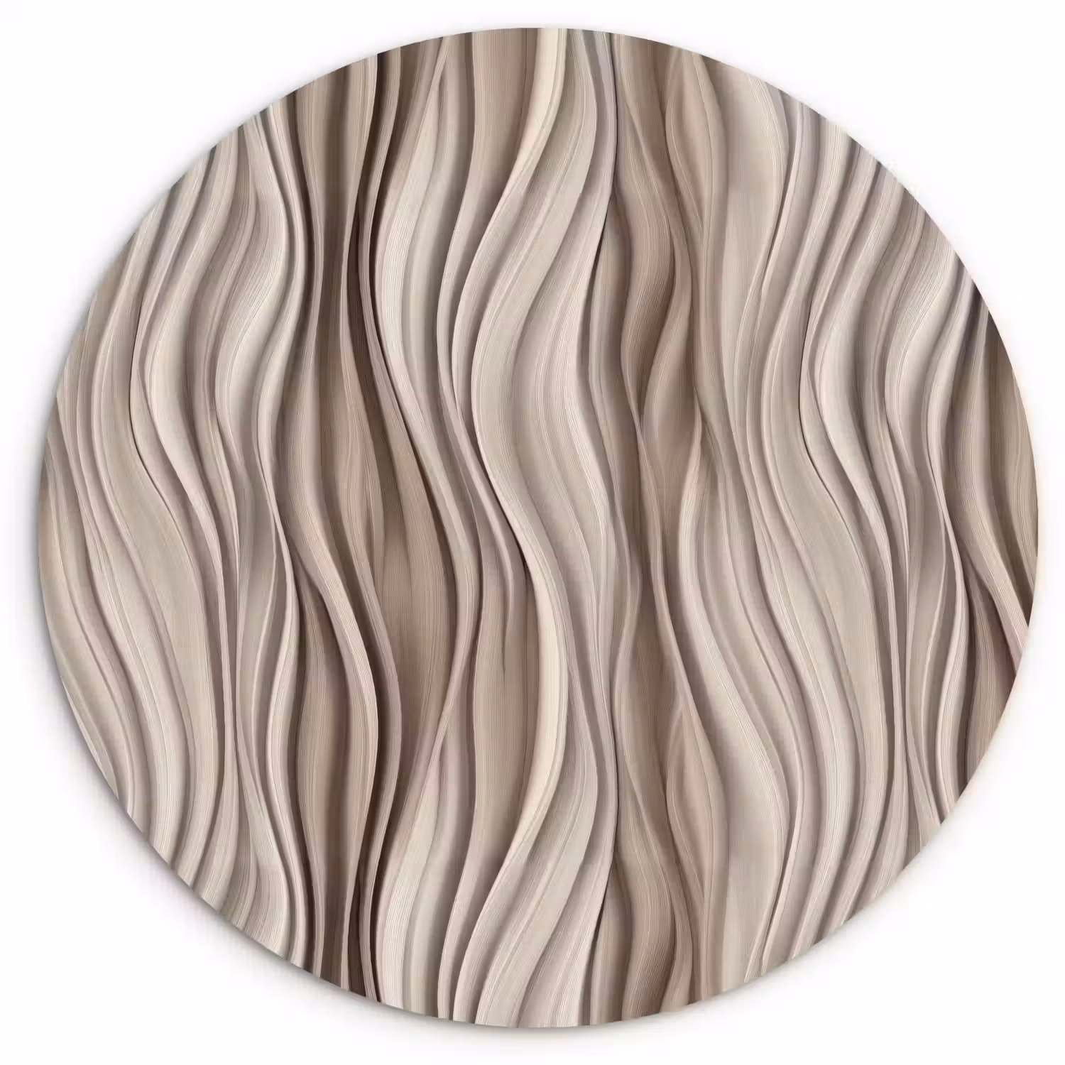 Golven - 3D - Crème Wandcirkel kunststof plaat 5mm dik klein 188 -3d