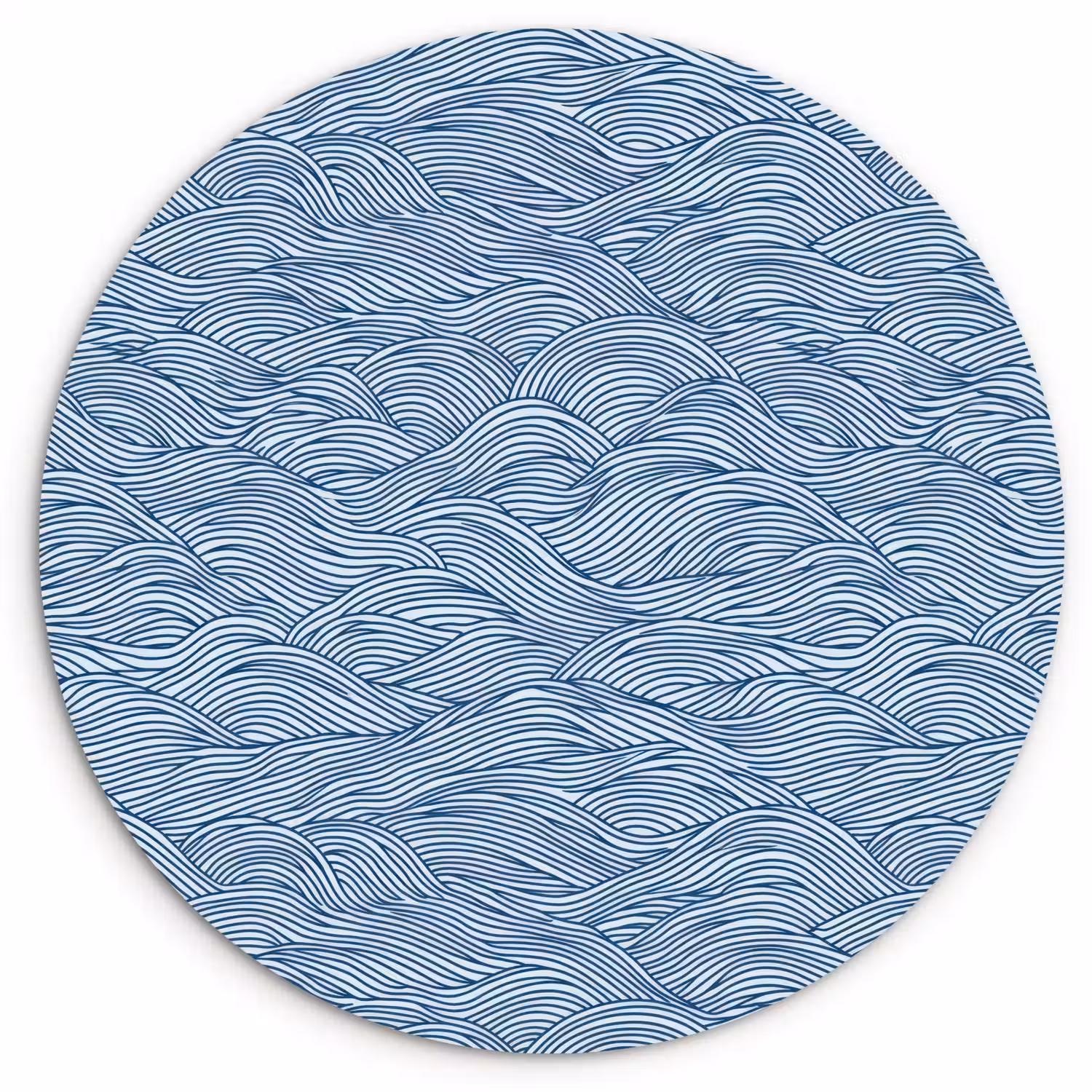Golven - Ritmisch - Blauw Wandcirkel kunststof plaat 5mm dik klein 188 -3d