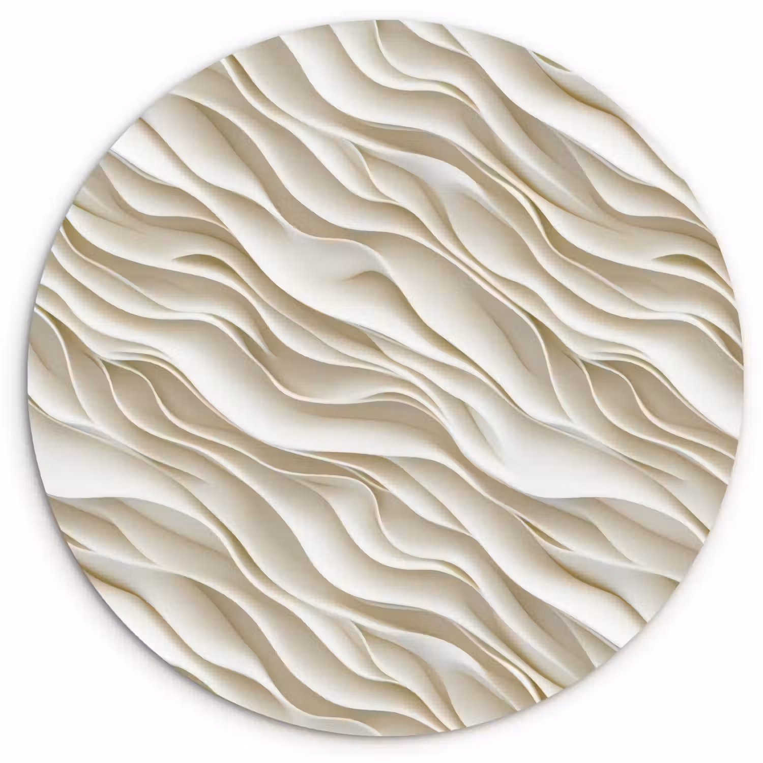 Golven - Wit - Minimalistisch Wandcirkel kunststof plaat 5mm dik klein 188 -3d