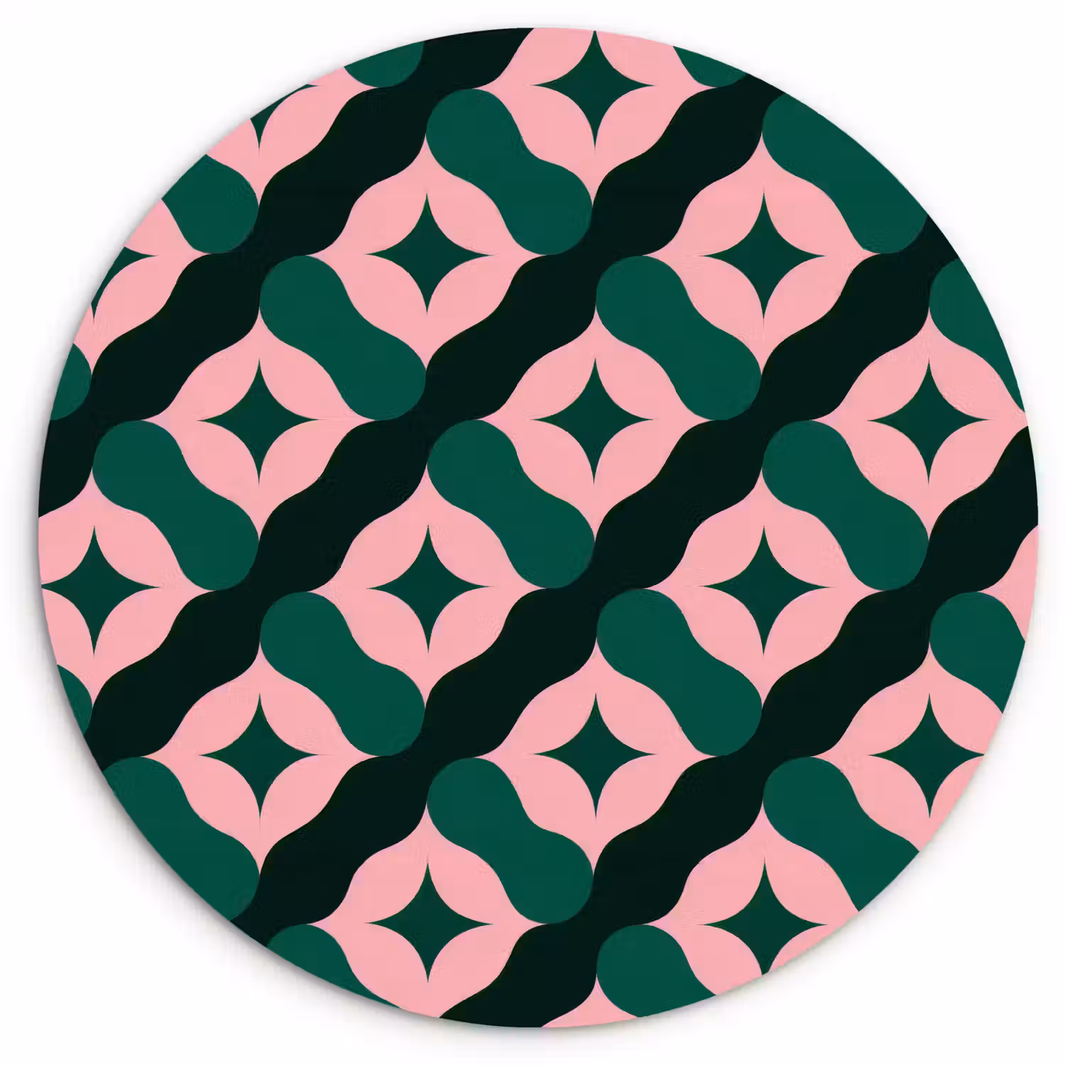 Groen - Roze - Retro - Sterren Wandcirkel kunststof plaat 5mm dik klein 188 -3d