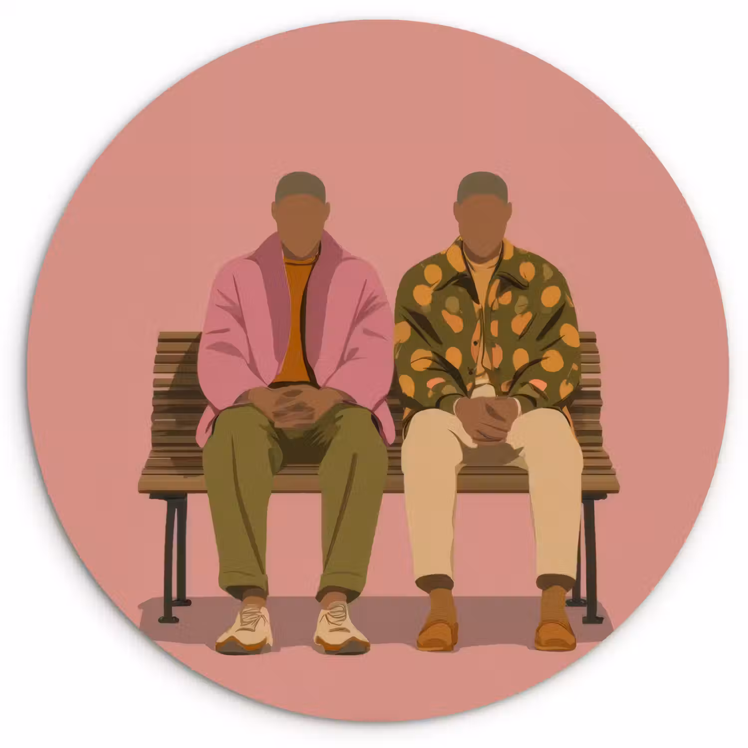 Illustratie - Bankje - Personen - Minimalistisch Wandcirkel kunststof plaat 5mm dik klein -3d