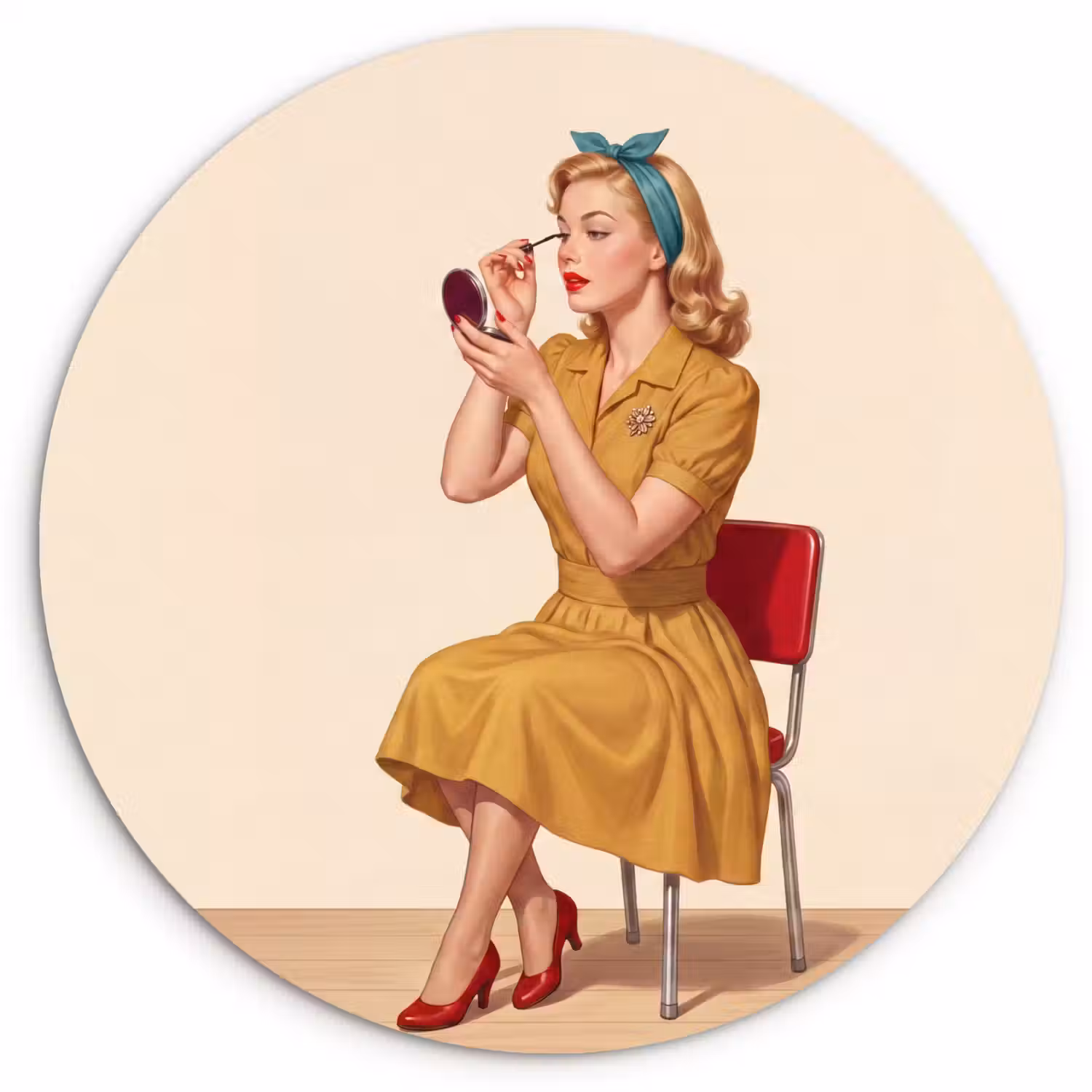 Illustratie - Mascara - Vrouw - Geel Wandcirkel kunststof plaat 5mm dik klein -3d