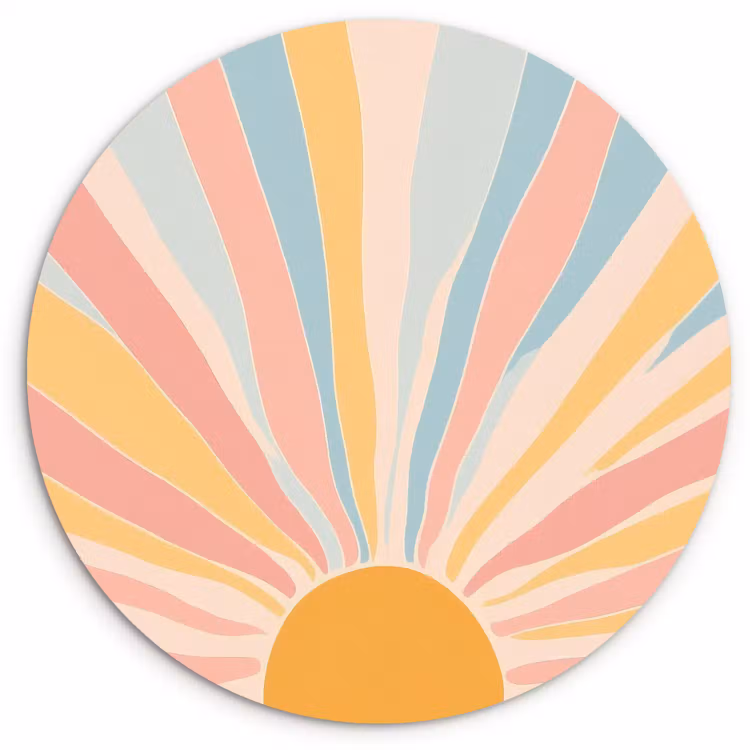 Illustratie - Zon - Pastelkleuren Wandcirkel kunststof plaat 5mm dik klein -3d