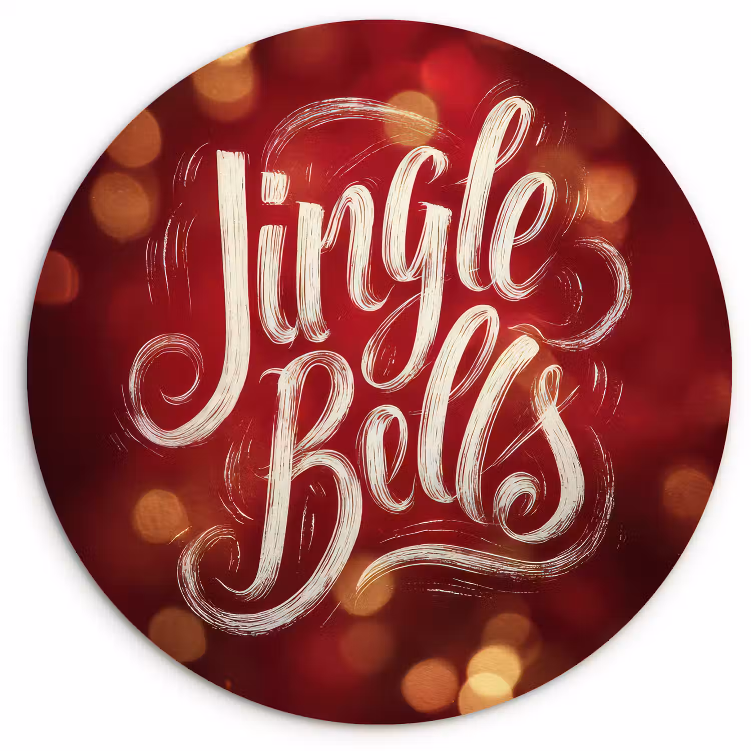 Jingle - Bells - Kerst - Rood Wandcirkel kunststof plaat 5mm dik klein -3d