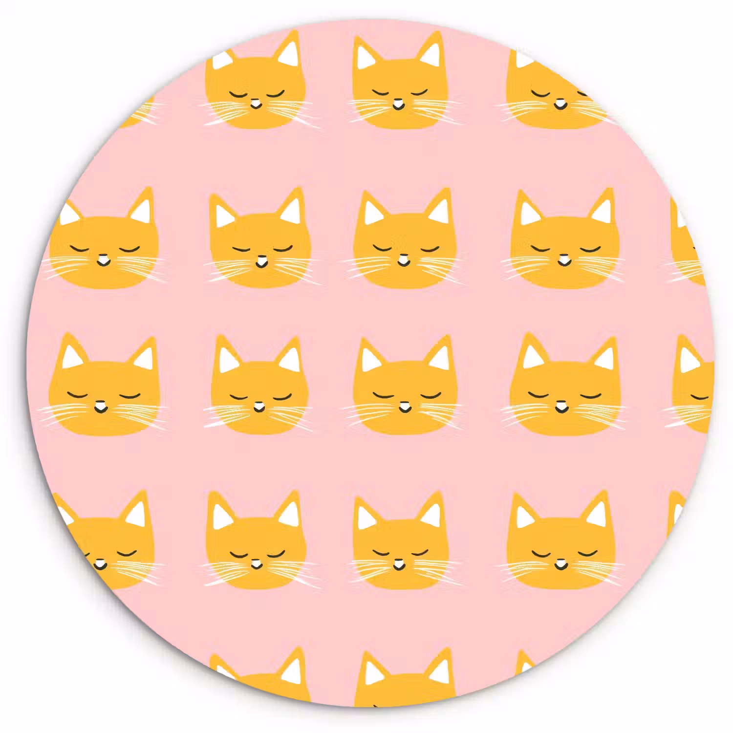 Katten - Patroon - Roze Wandcirkel kunststof plaat 5mm dik klein 188 -3d