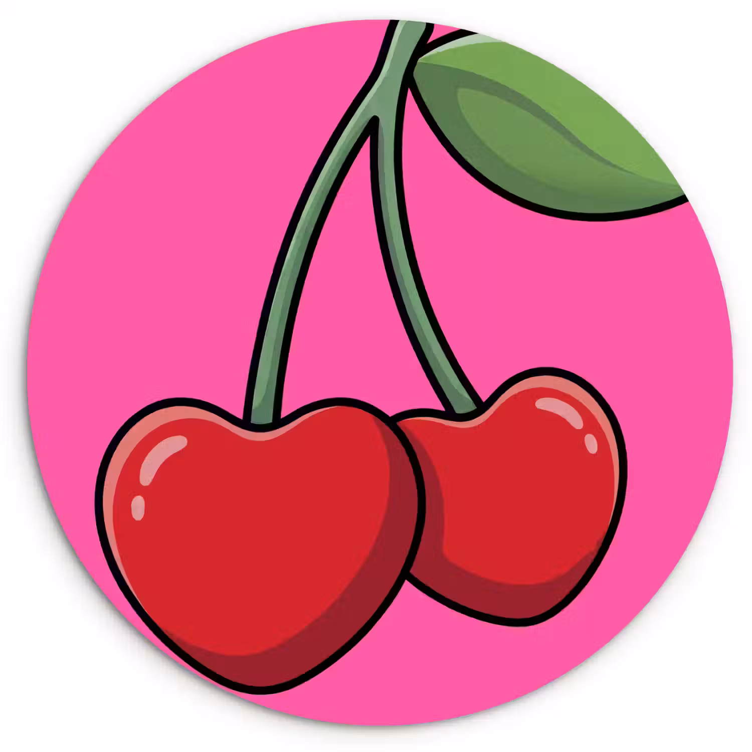 Kers - Roze - Fruit Wandcirkel kunststof plaat 5mm dik klein -3d