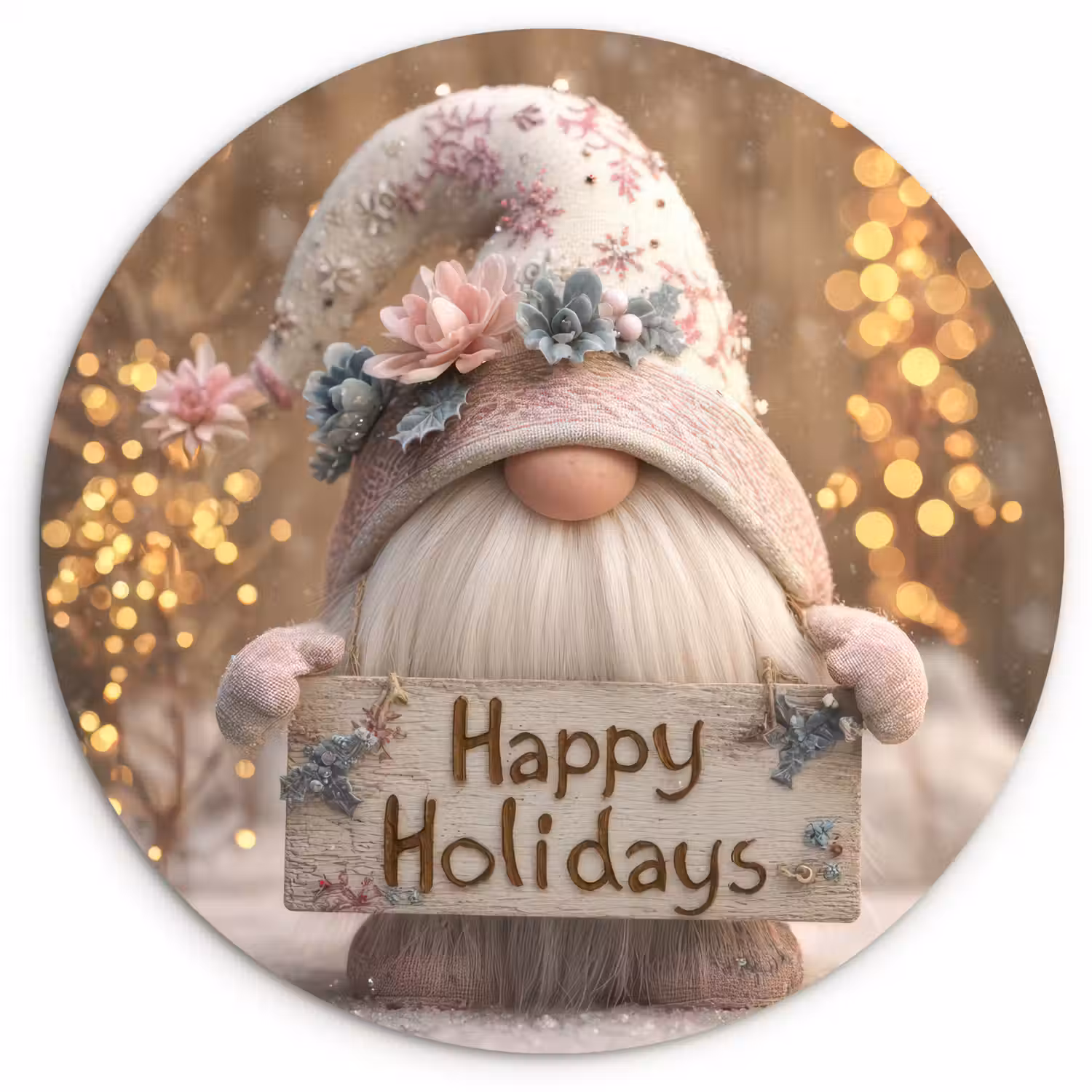 Kerst - Gnome - Bord - Kleurrijk Wandcirkel kunststof plaat 5mm dik klein -3d