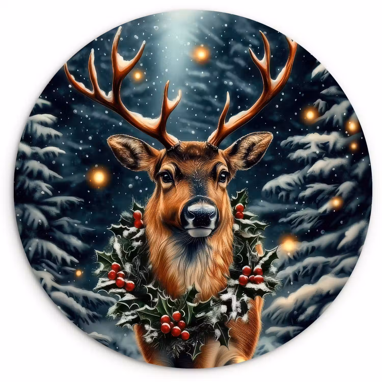 Kerst - Magie - Bos - Kleurrijk Wandcirkel kunststof plaat 5mm dik klein -3d