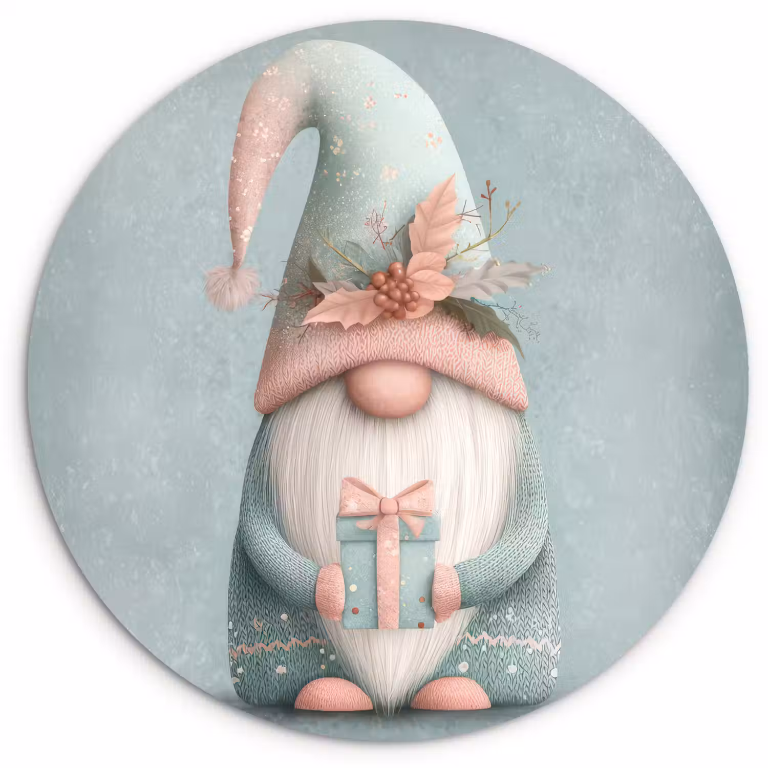 Kerstgnome - Cadeau - Groen Wandcirkel kunststof plaat 5mm dik klein -3d