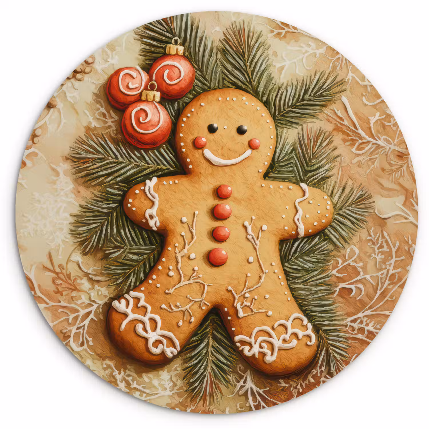 Kerstmis - Koekje - Poppetje - Speculaas Wandcirkel kunststof plaat 5mm dik klein -3d