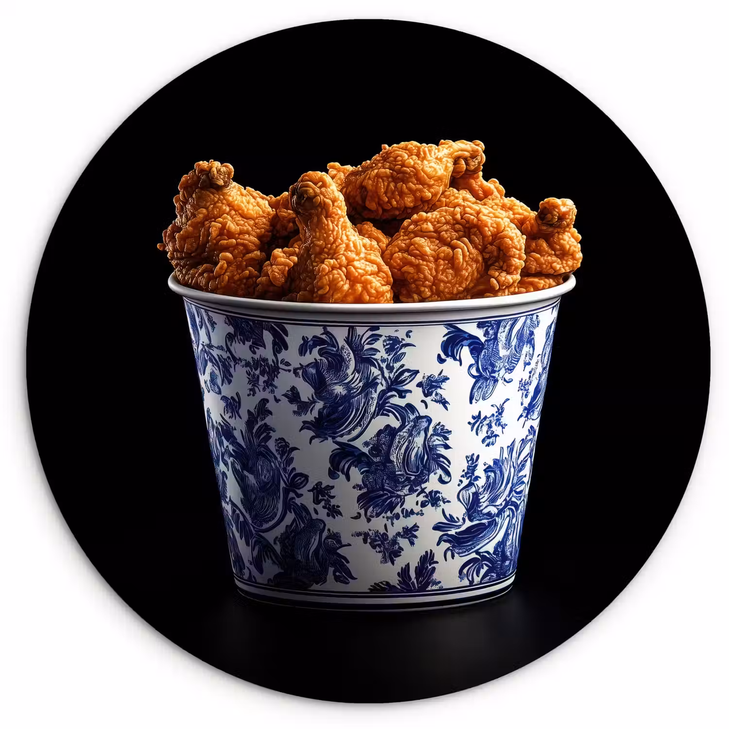 Kip - Bucket - Delfts blauw - Lekker Wandcirkel kunststof plaat 5mm dik klein -3d