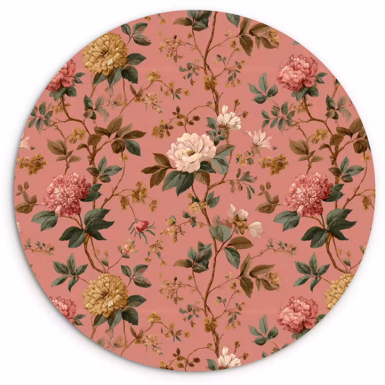 Klassiek - Botanisch - Roze Wandcirkel kunststof plaat 5mm dik klein 188 -3d