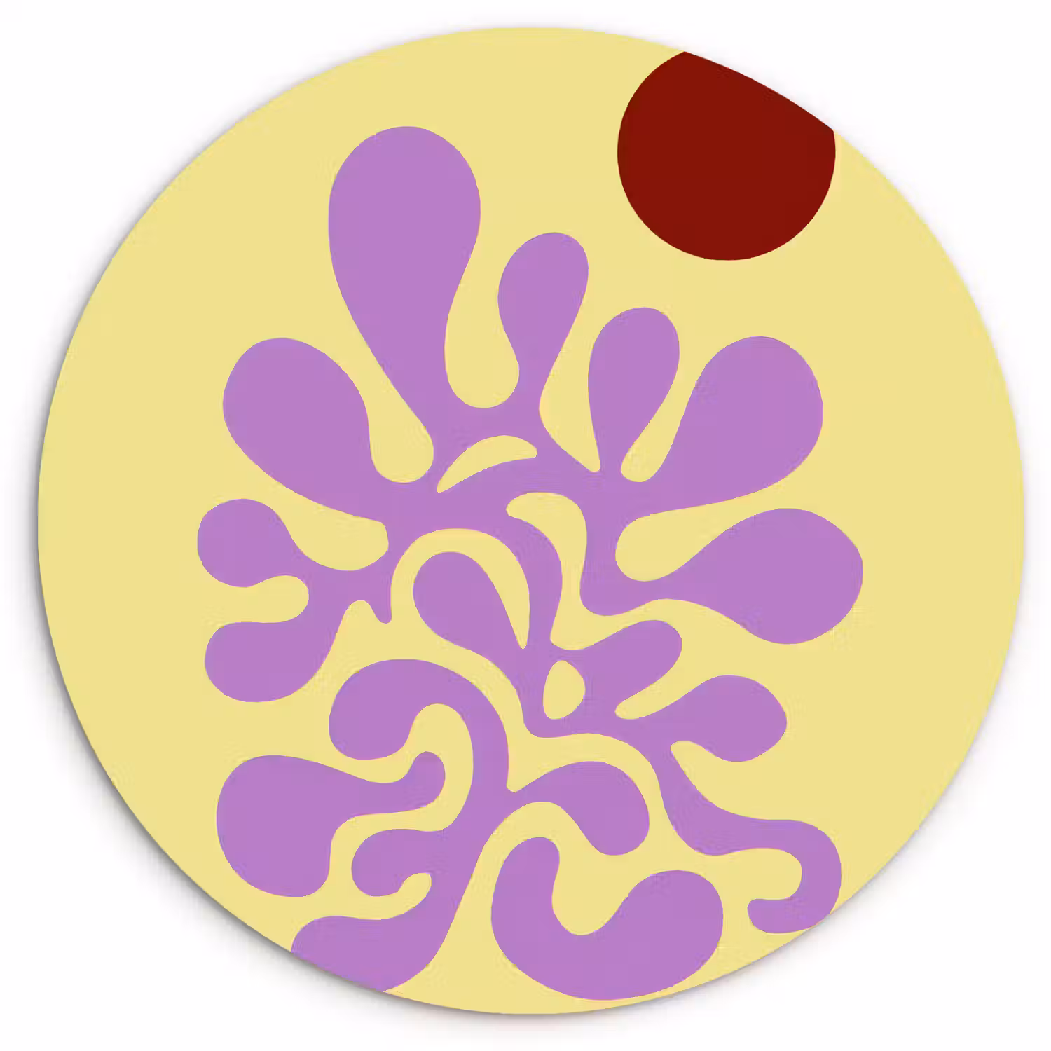 Koraal - Cirkel - Abstract - Geel Wandcirkel kunststof plaat 5mm dik klein -3d
