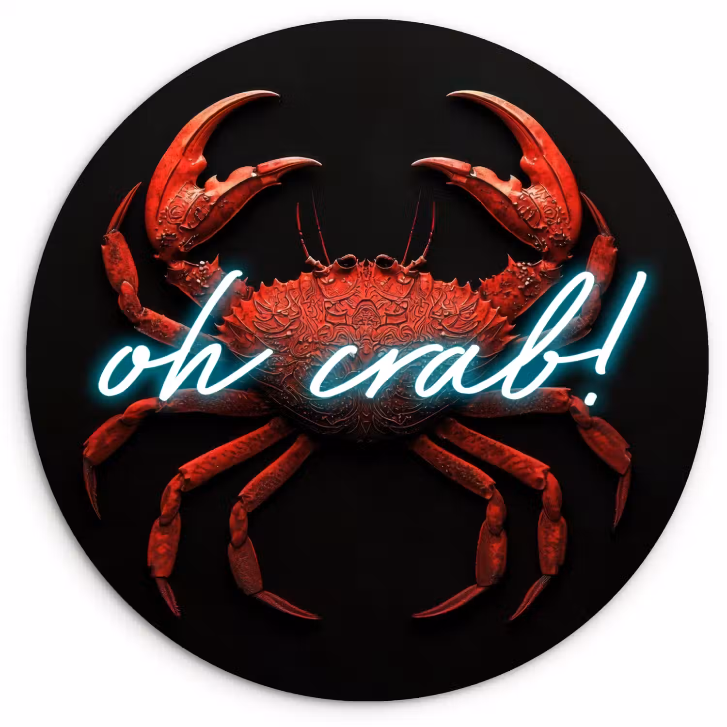 Krab - Rood - Neon - Quote Wandcirkel kunststof plaat 5mm dik klein -3d